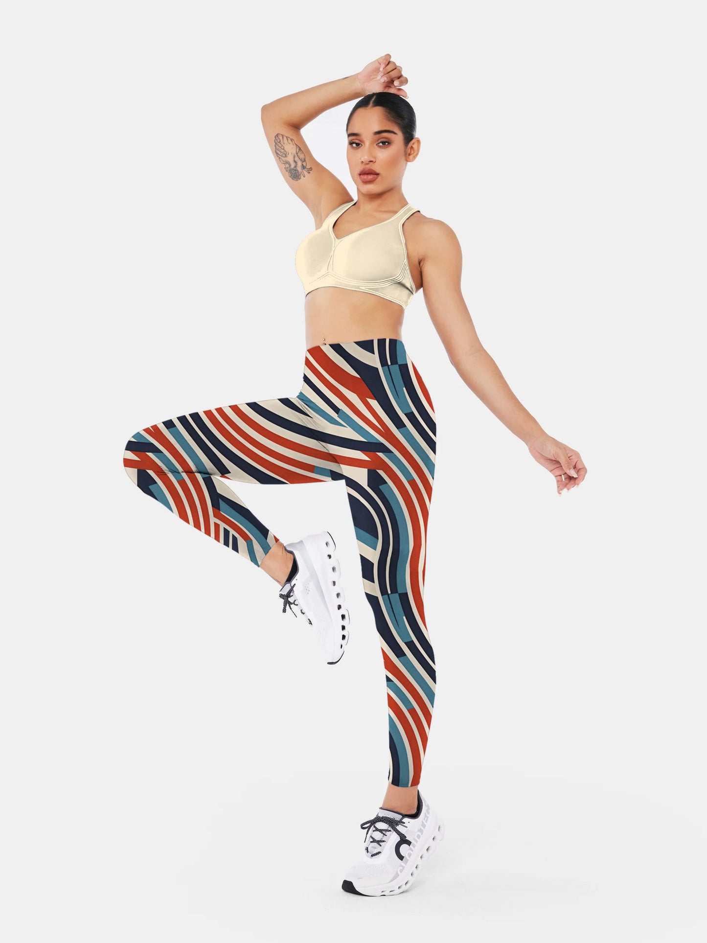 G185 geometric print yoga leggings