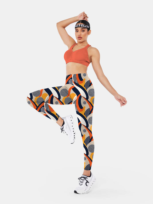 G184 geometric print yoga leggings