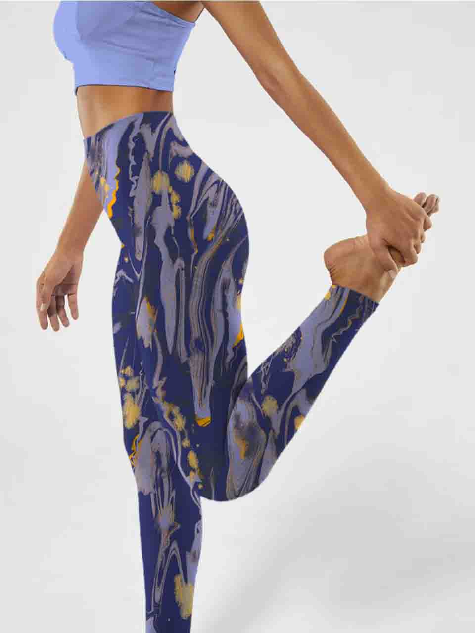 I160 Ink-dyed yoga leggings purple