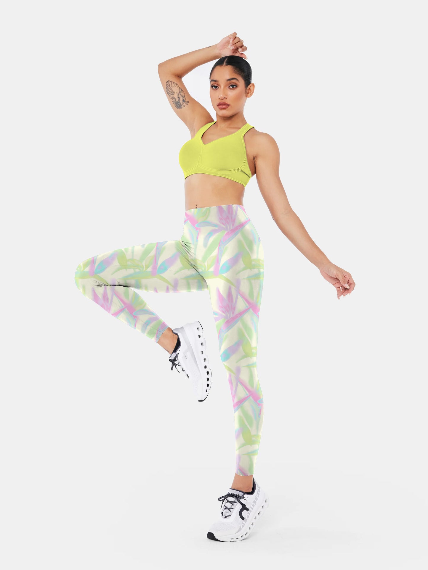 F132 Cyan printed yoga leggings