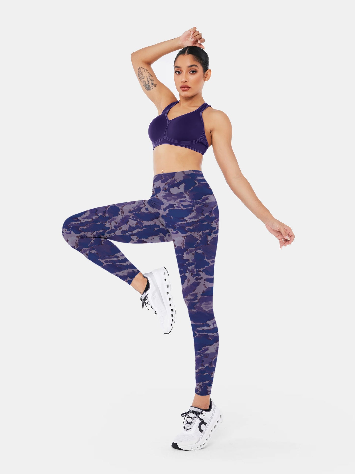 W133 wave pattern yoga leggings violet