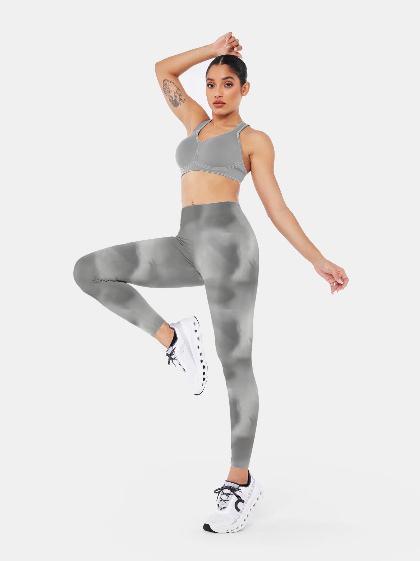 P134 gray print yoga leggings