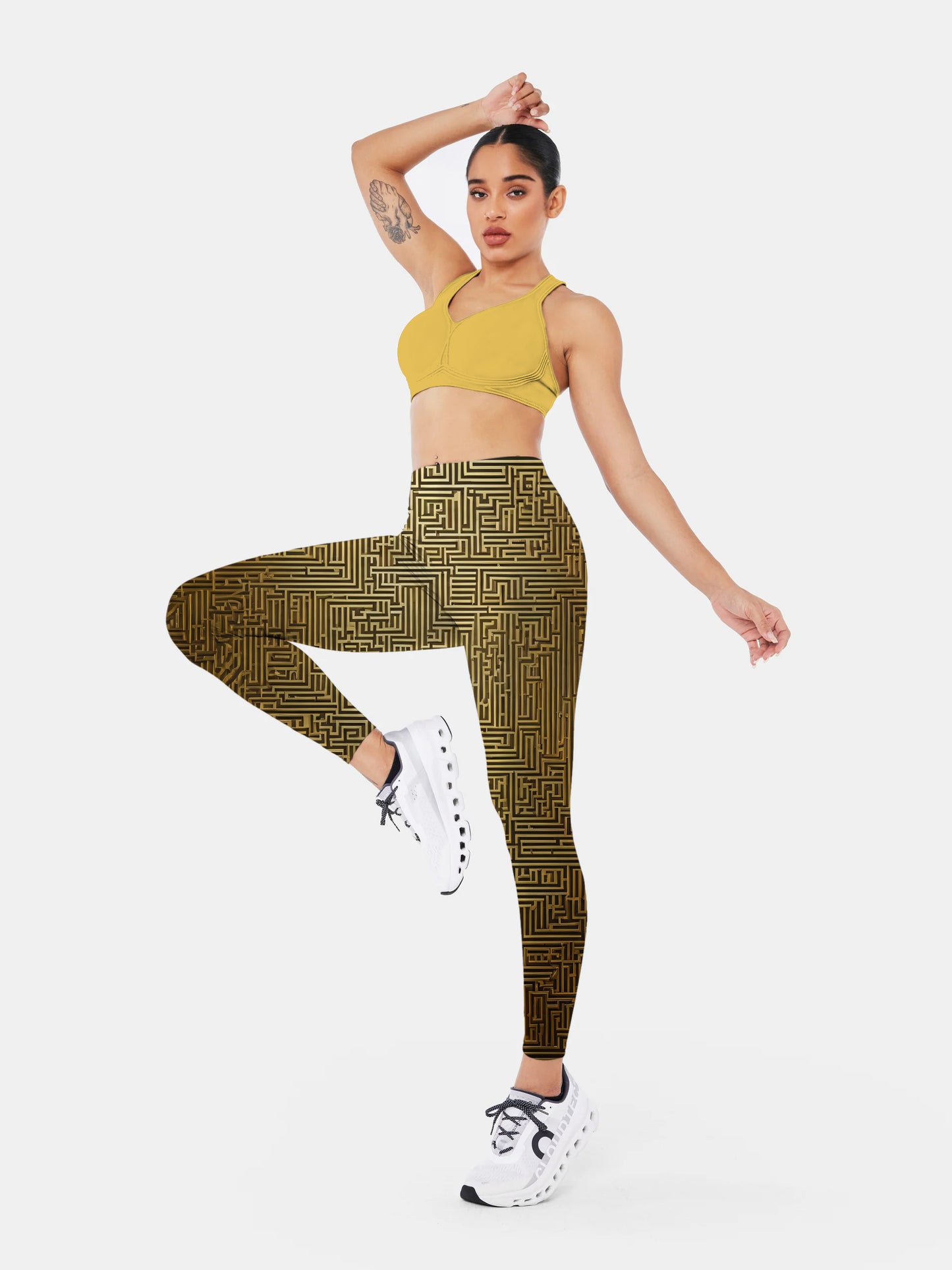 G201 geometric print yoga leggings