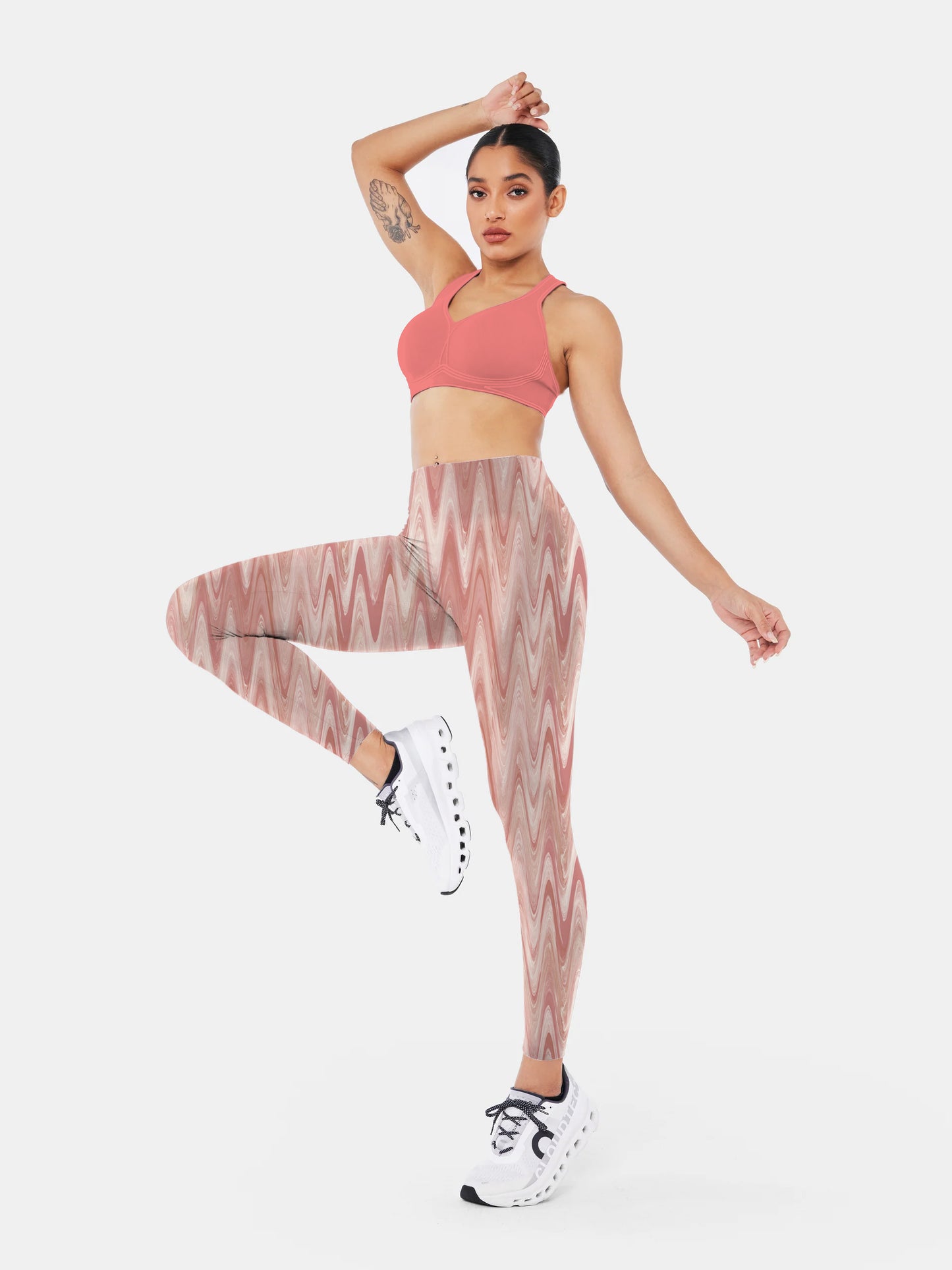 W137 Wave printed yoga leggings