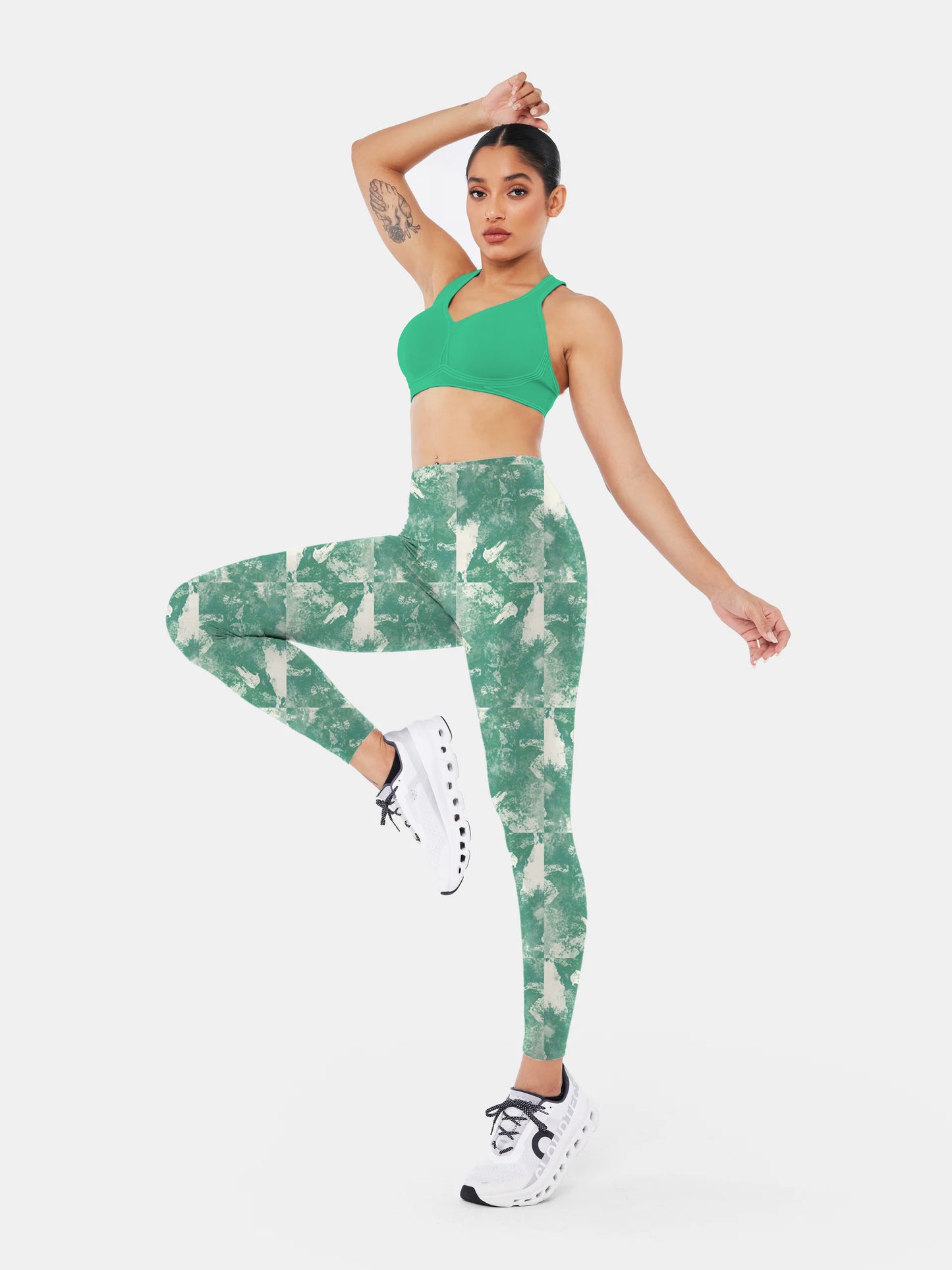 I138 Ink-dyed Yoga leggings green