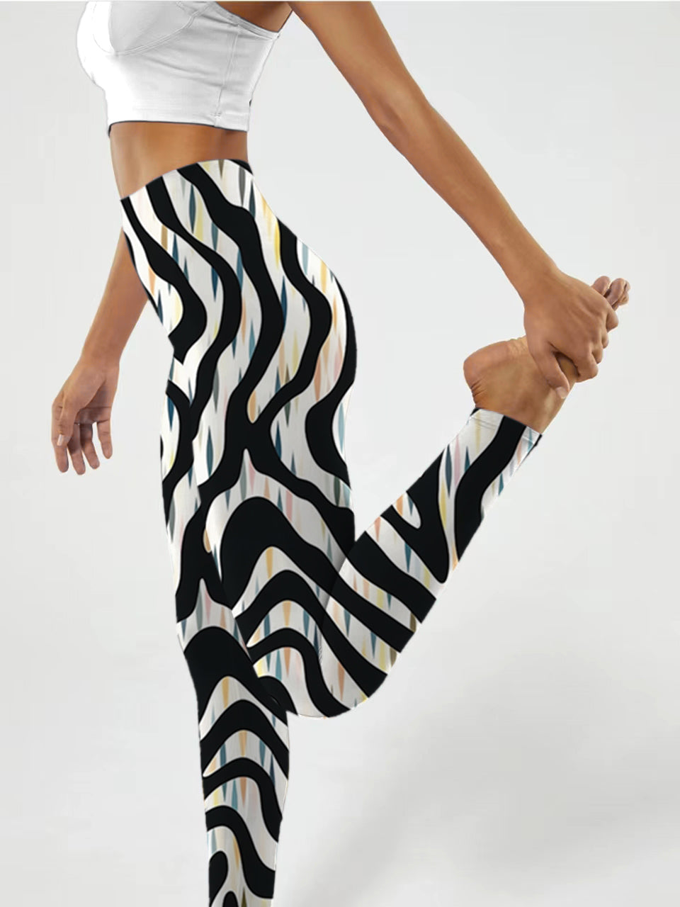 A166 Dazzling zebra print yoga leggings