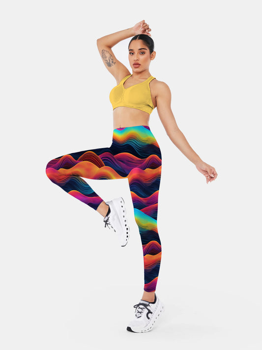 G186 geometric print yoga leggings