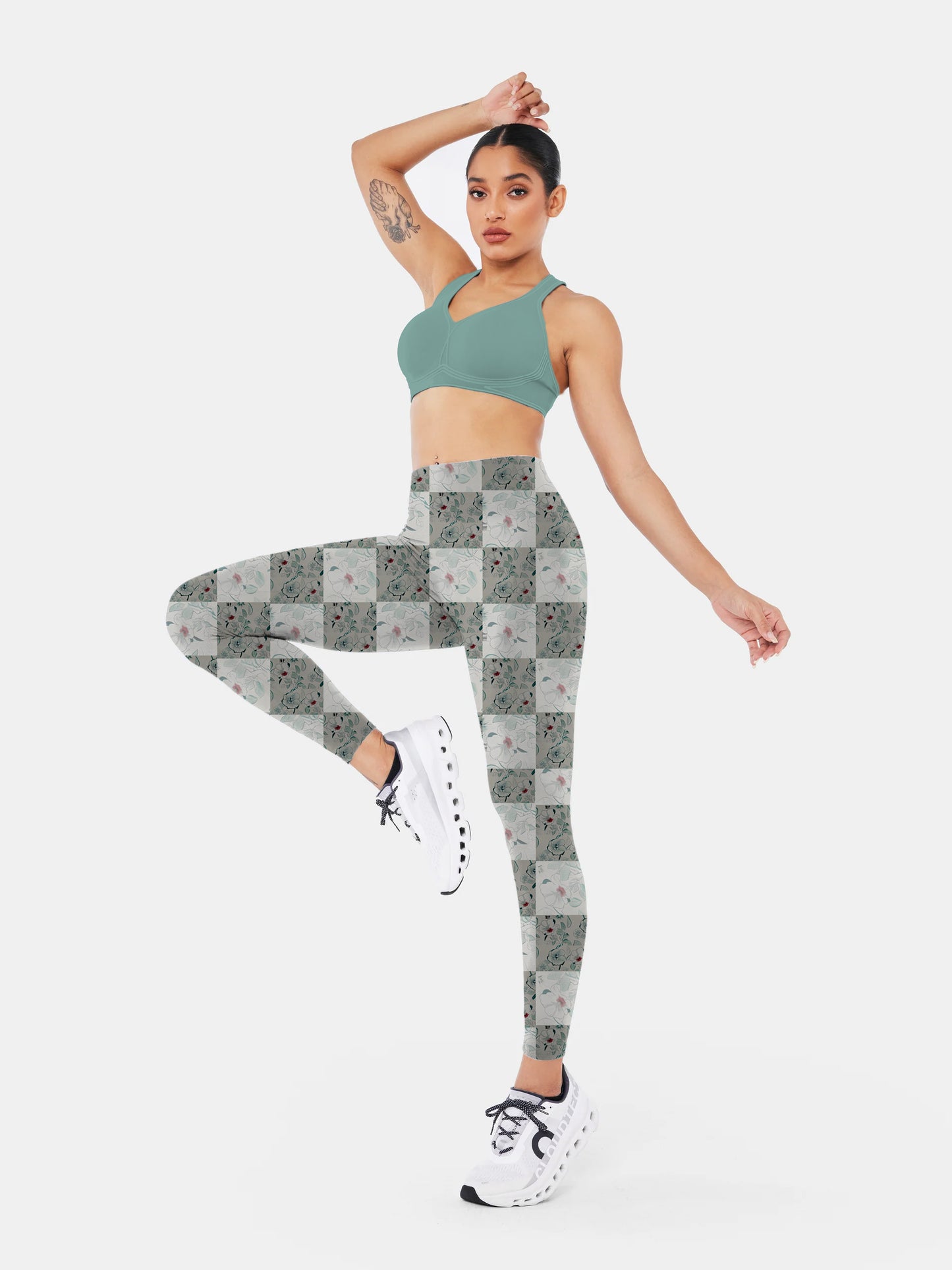 F140 block printed yoga leggings