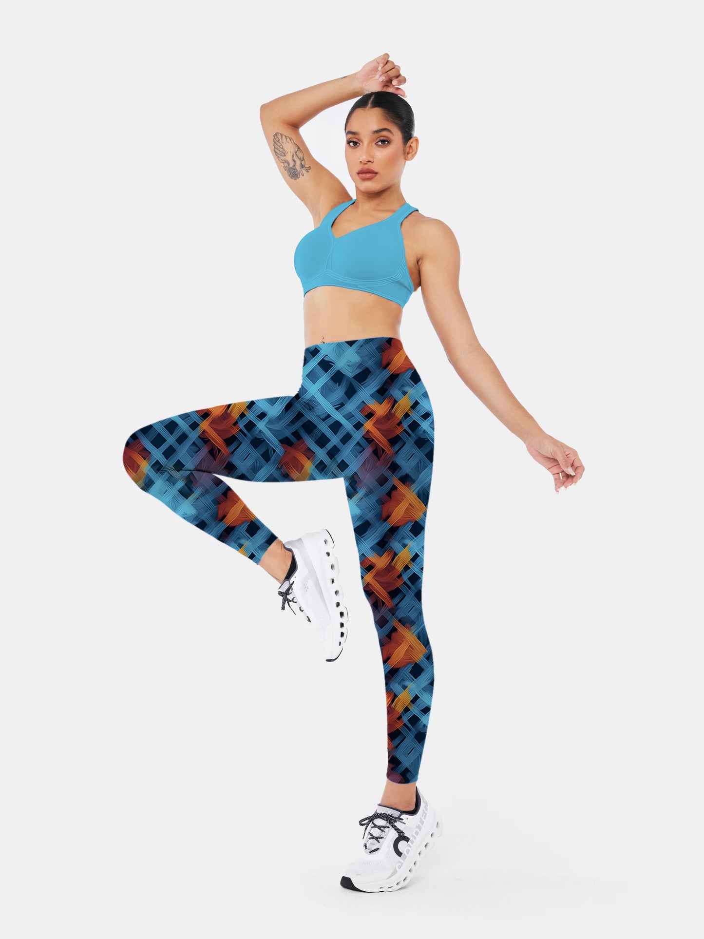 C142 knitted cubic printed yoga leggings