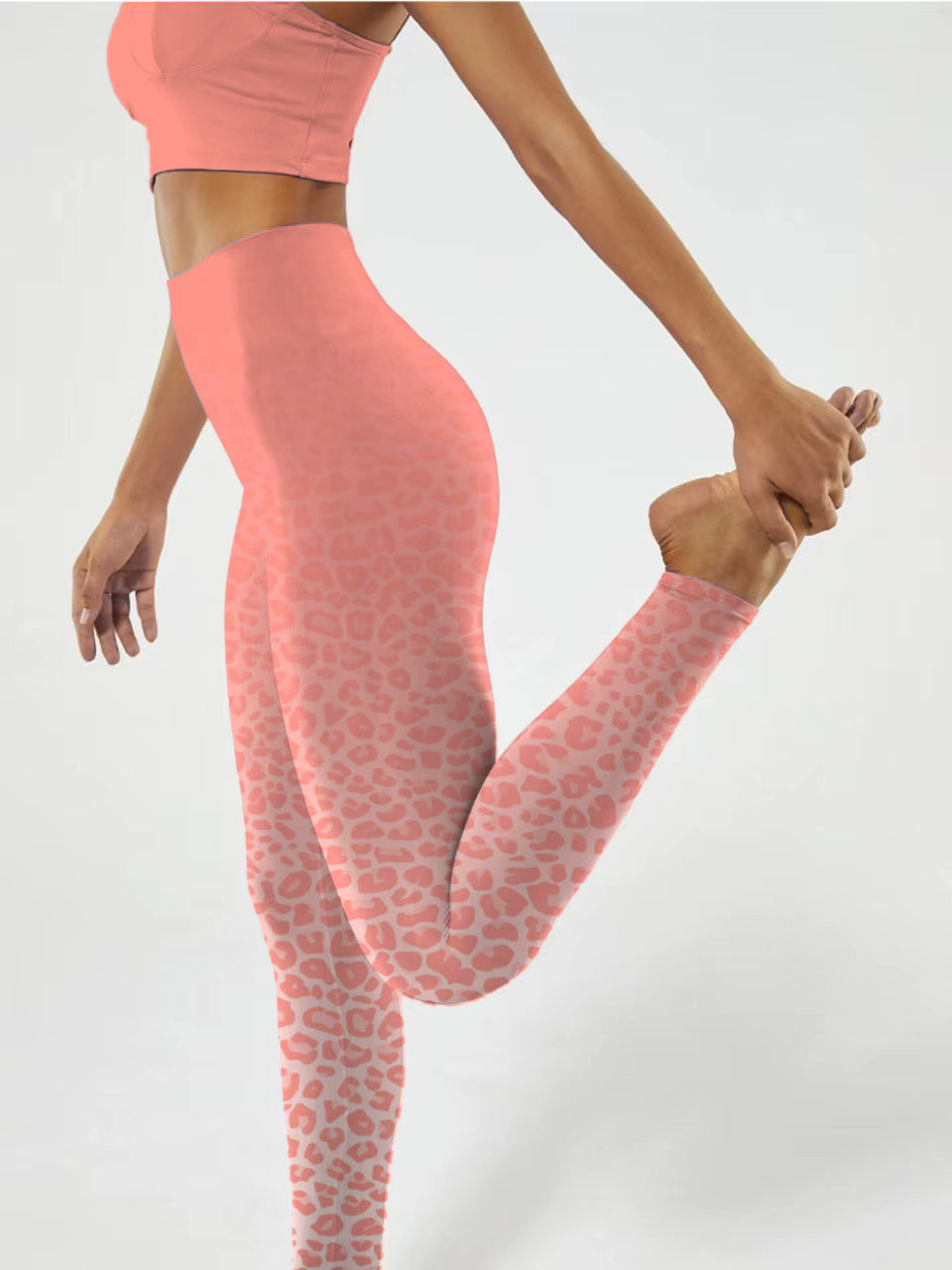 A175 Gradient Orange Leopard yoga leggings