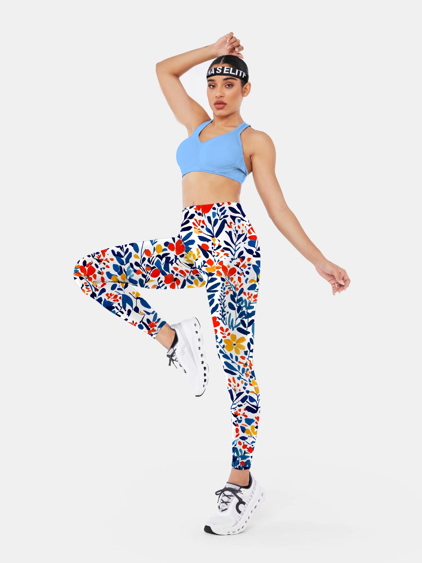 F187 crushed flower print yoga leggings