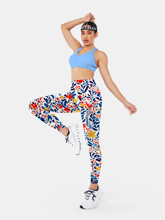 F187 crushed flower yoga leggings