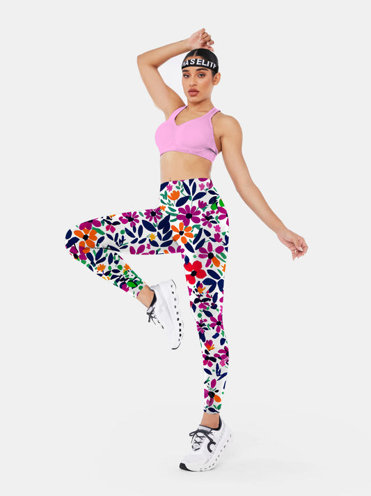 F188 crushed flower yoga leggings