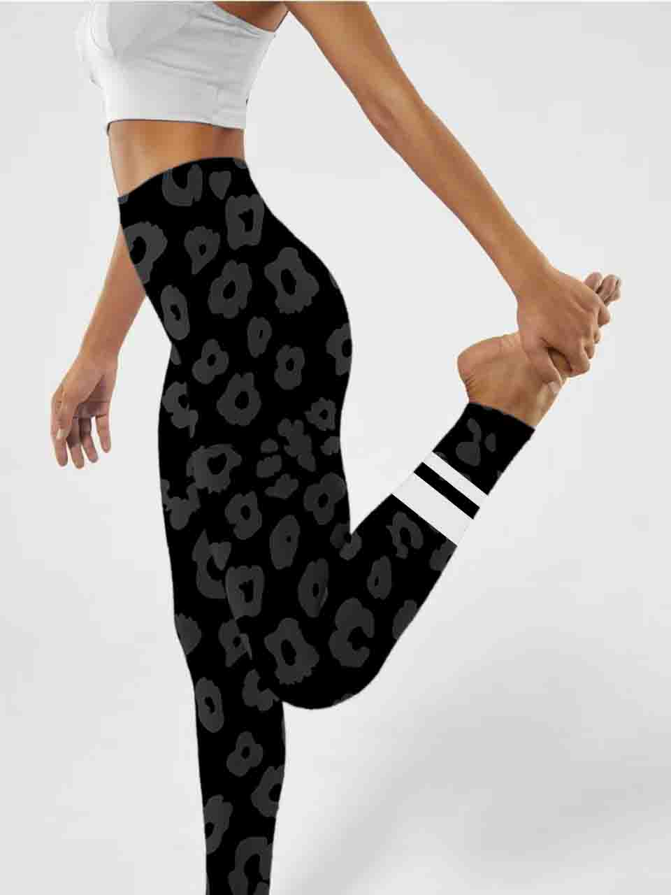 A152 Leopard Print Yoga leggings black