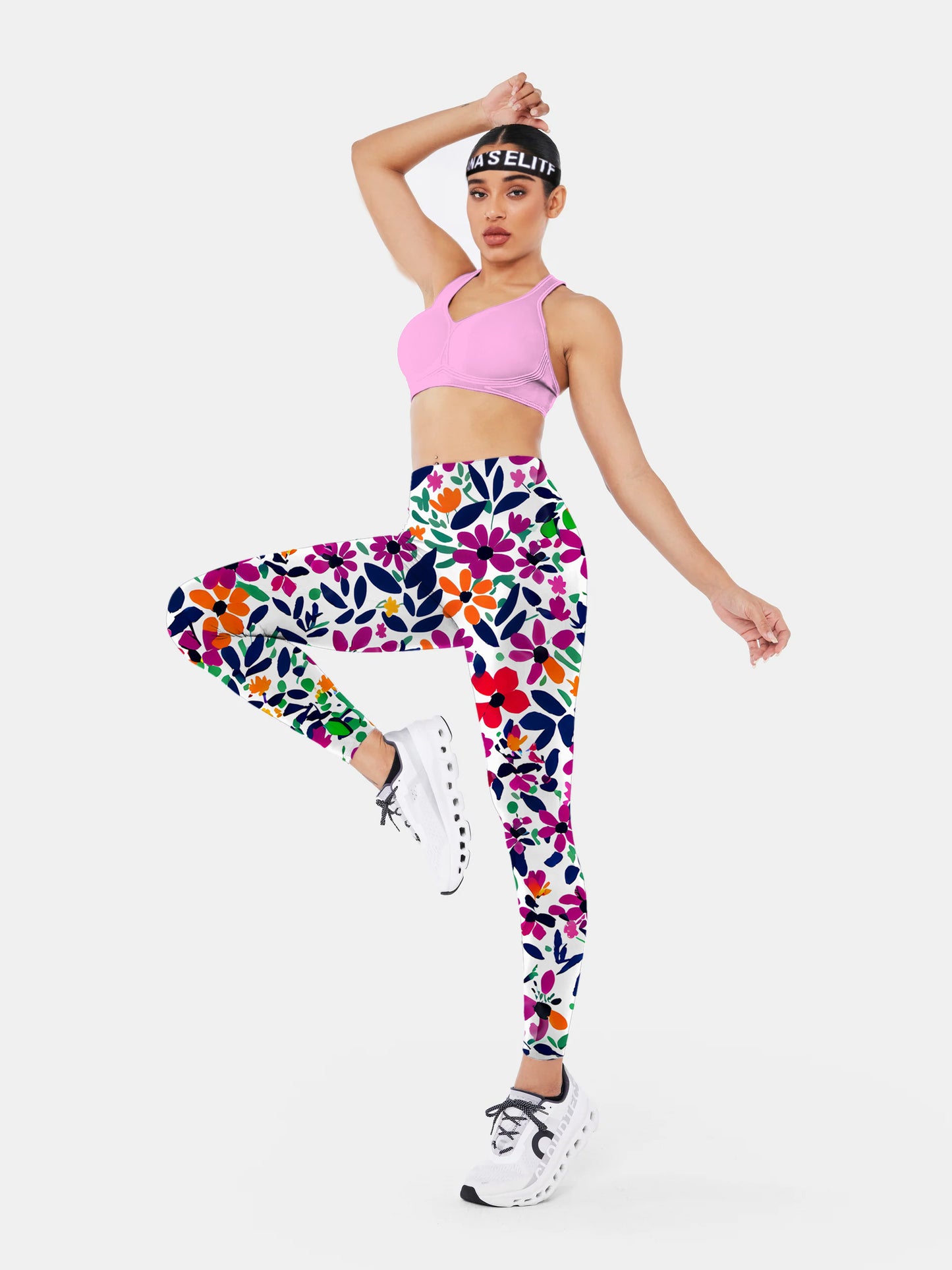 F188 crushed flower print yoga leggings