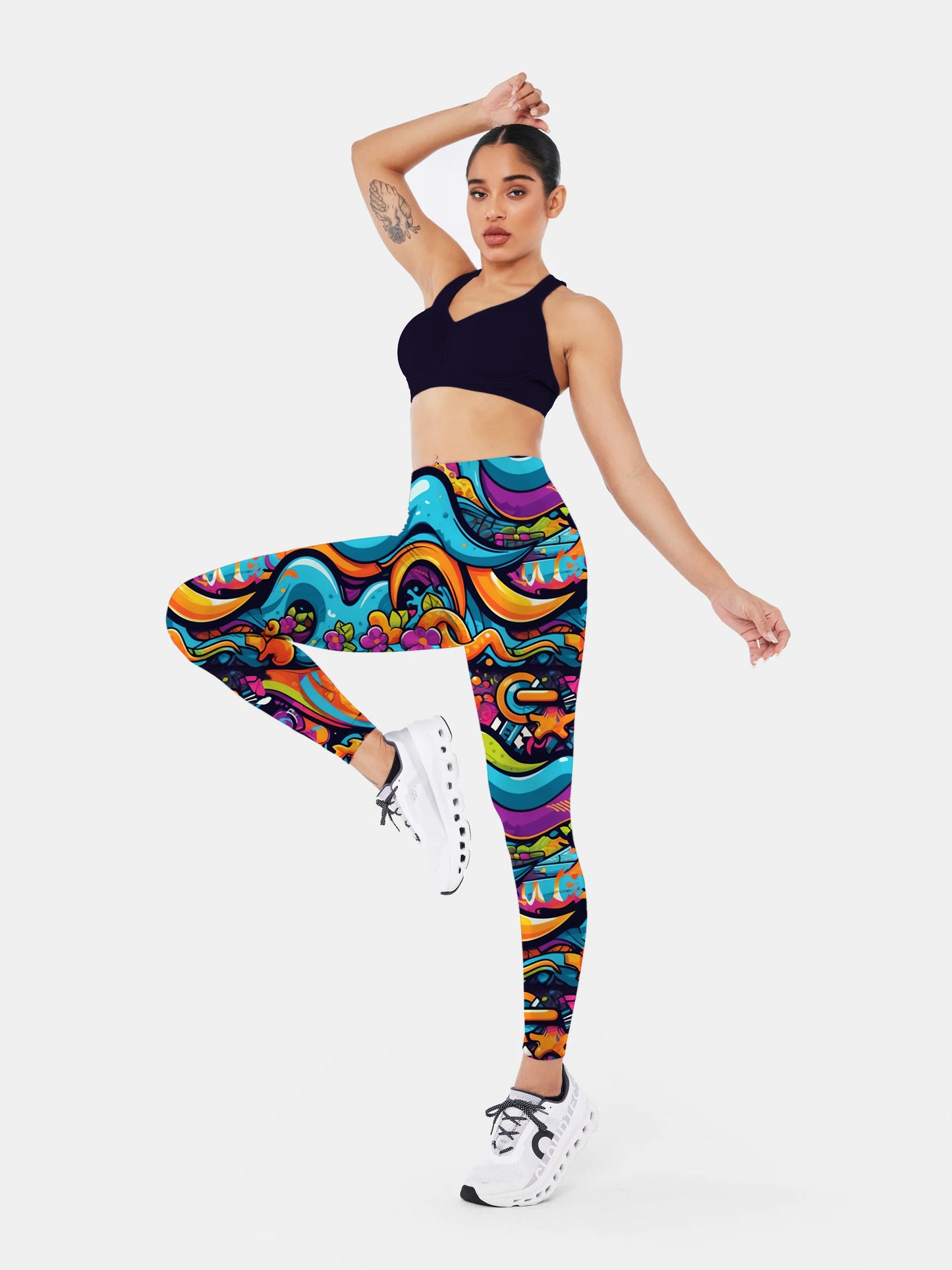 A190 Abstract Pattern Color yoga leggings