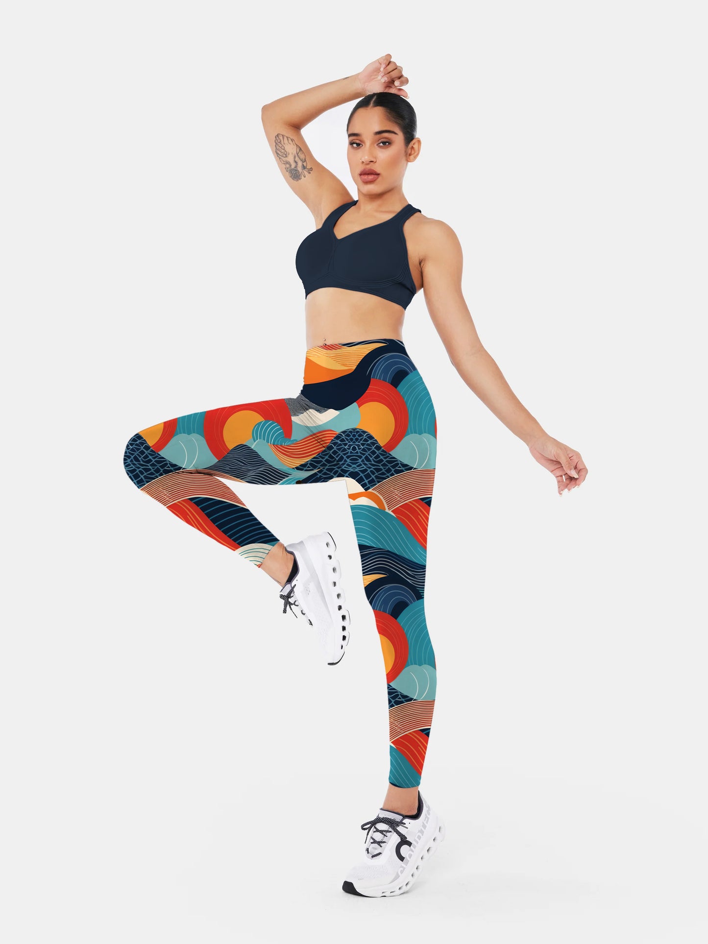 G193 geometric print yoga leggings