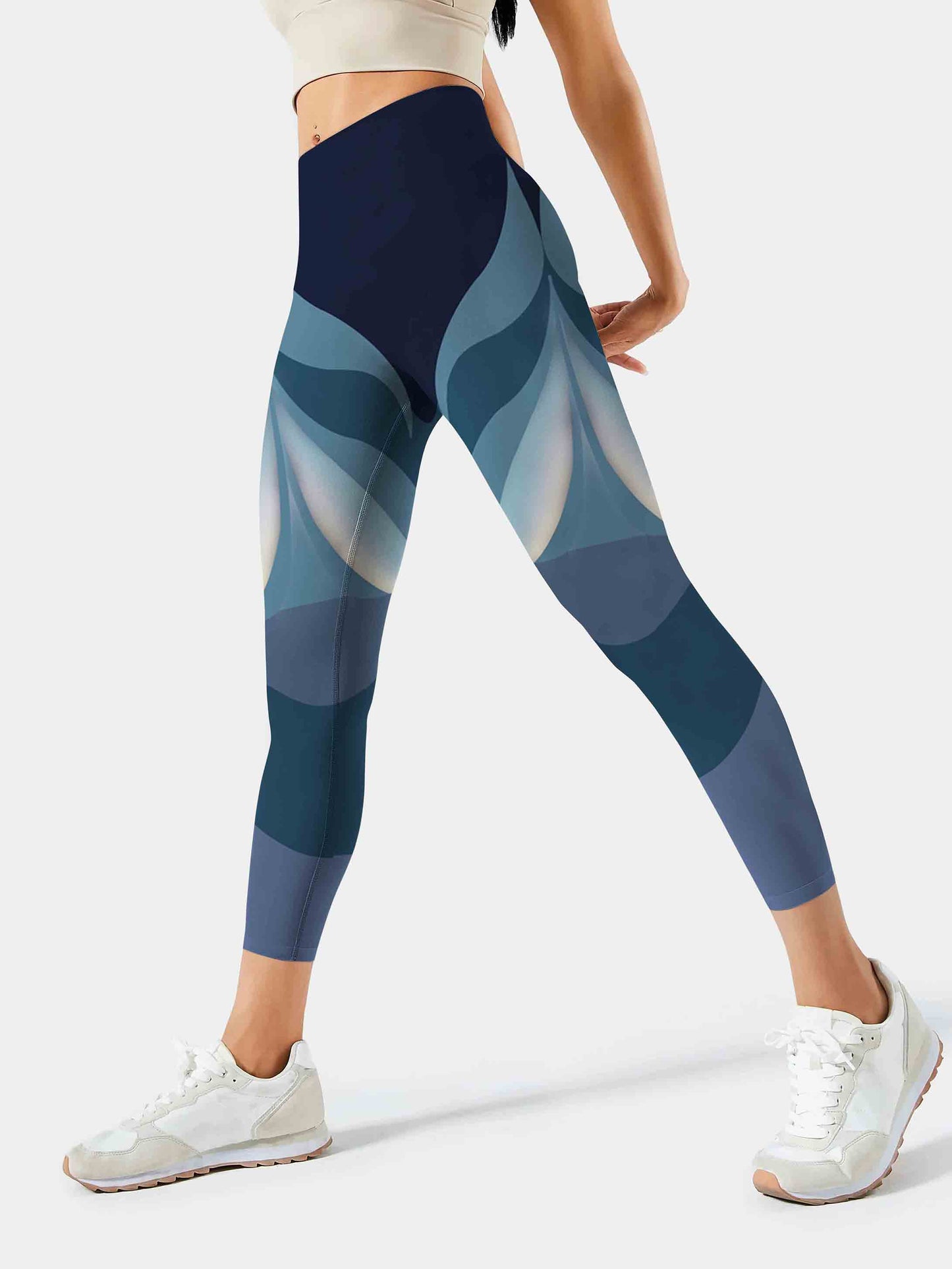 G181 geometric print yoga leggings blue