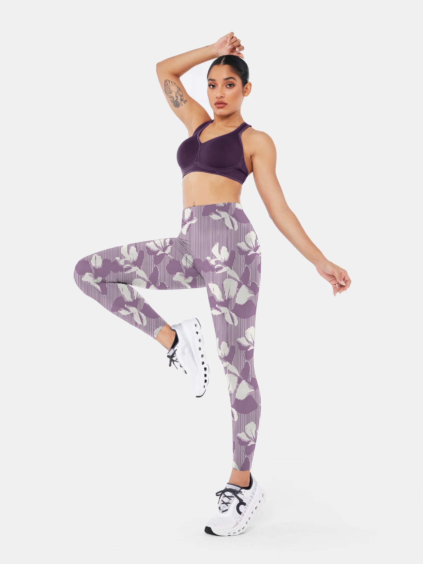 F121 vertical stripe printed yoga leggings