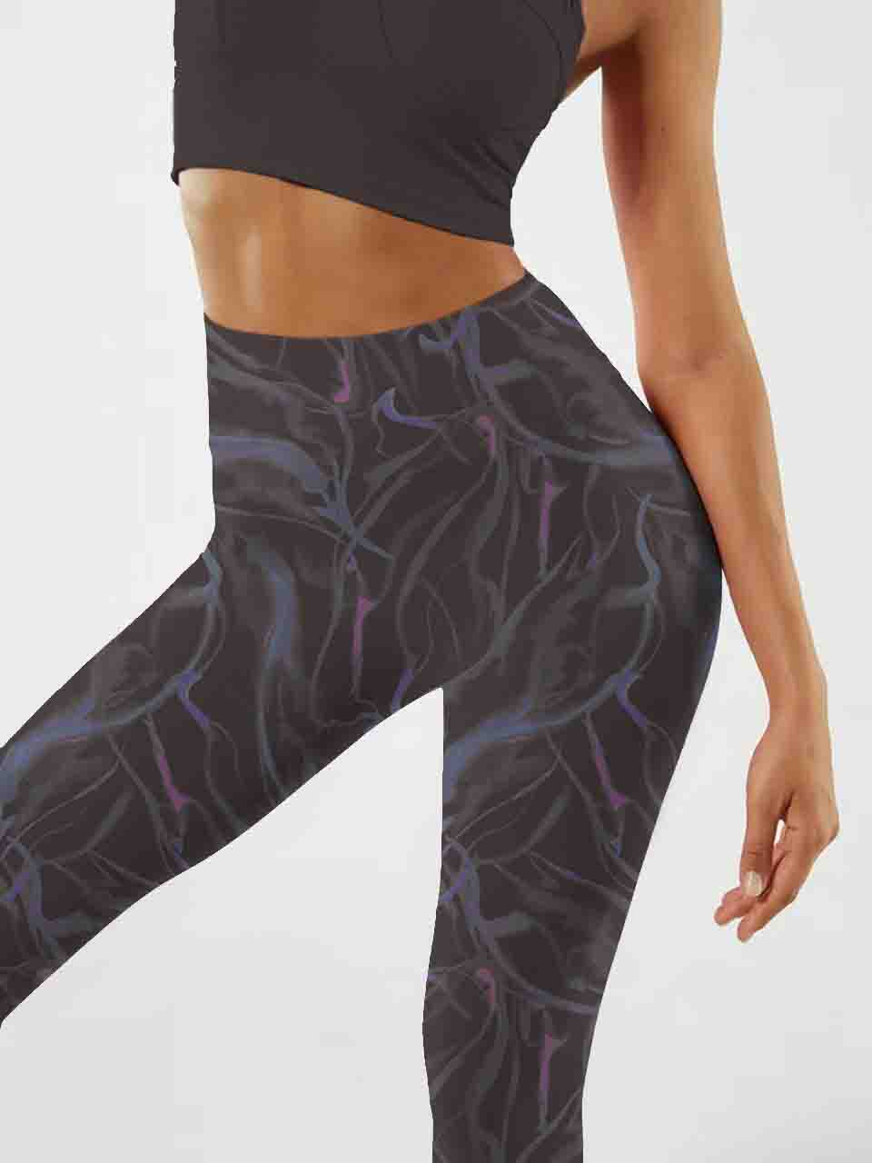 I158 Ink-dyed lines yoga leggings