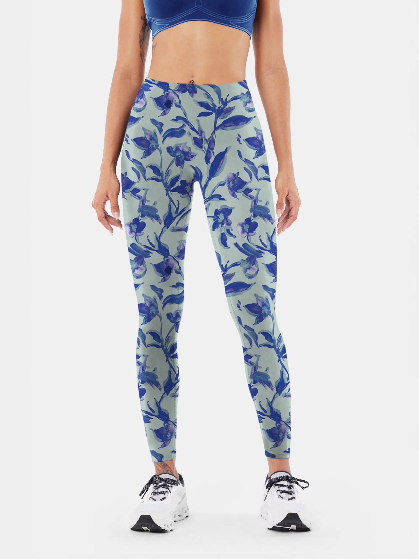 F130 Blue printed yoga leggings