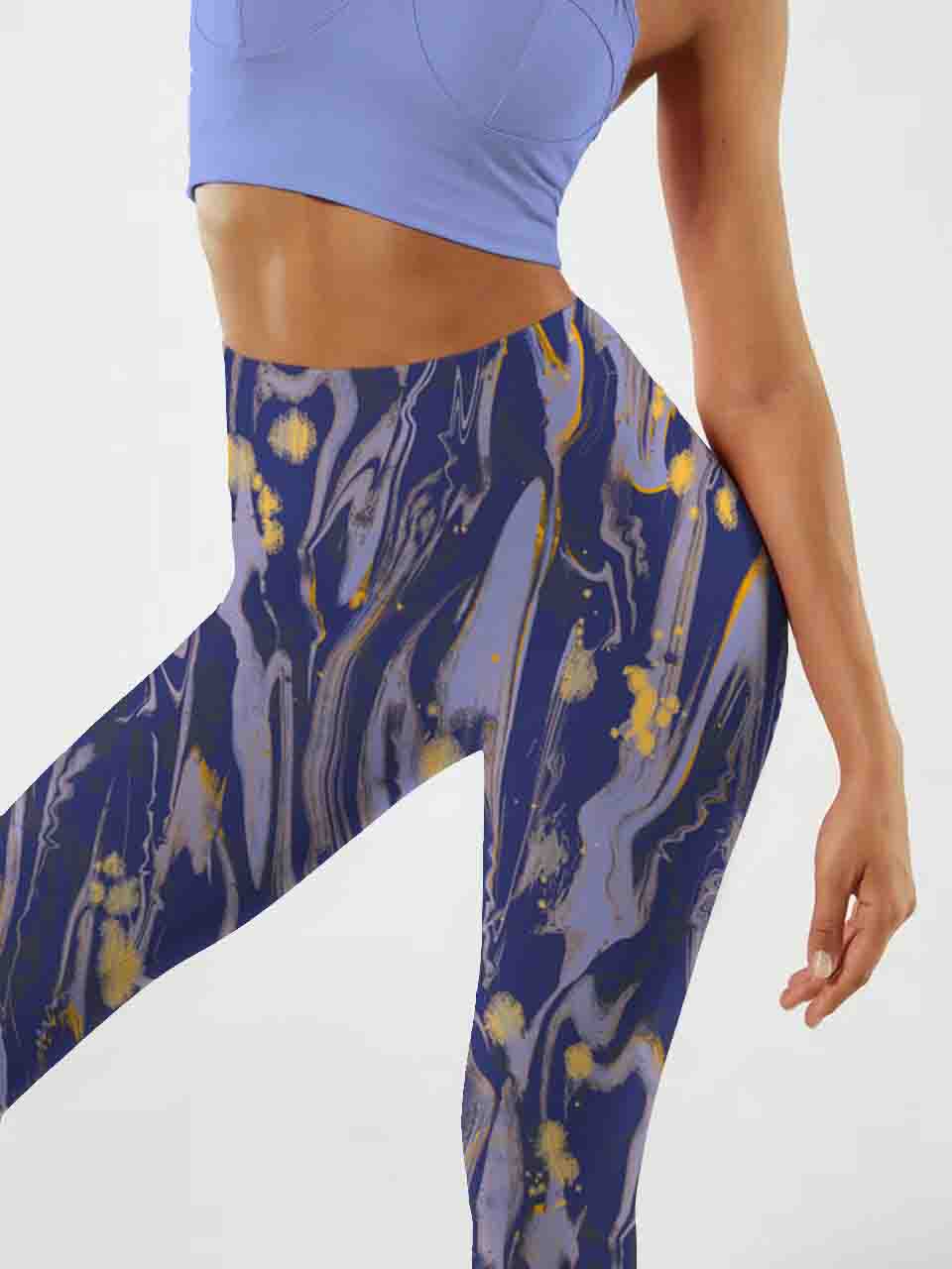 I160 Ink-dyed yoga leggings purple