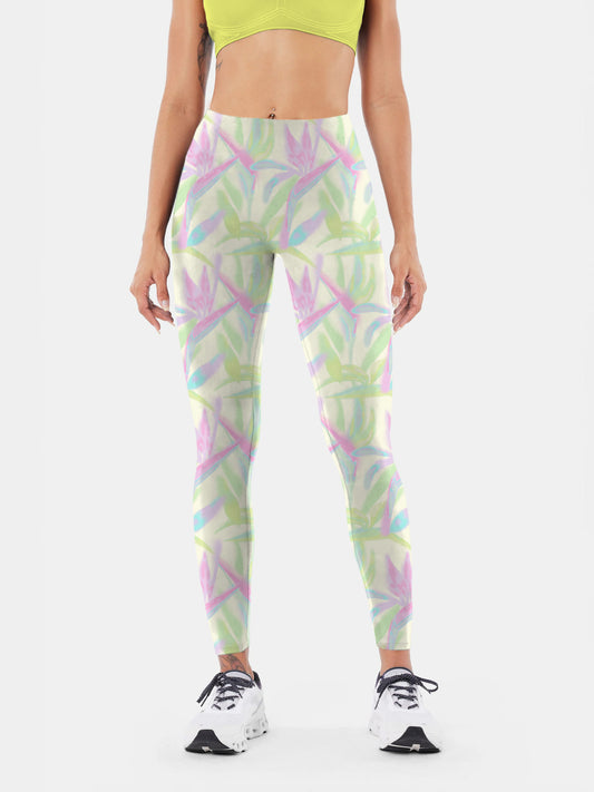 F132 Cyan printed yoga leggings