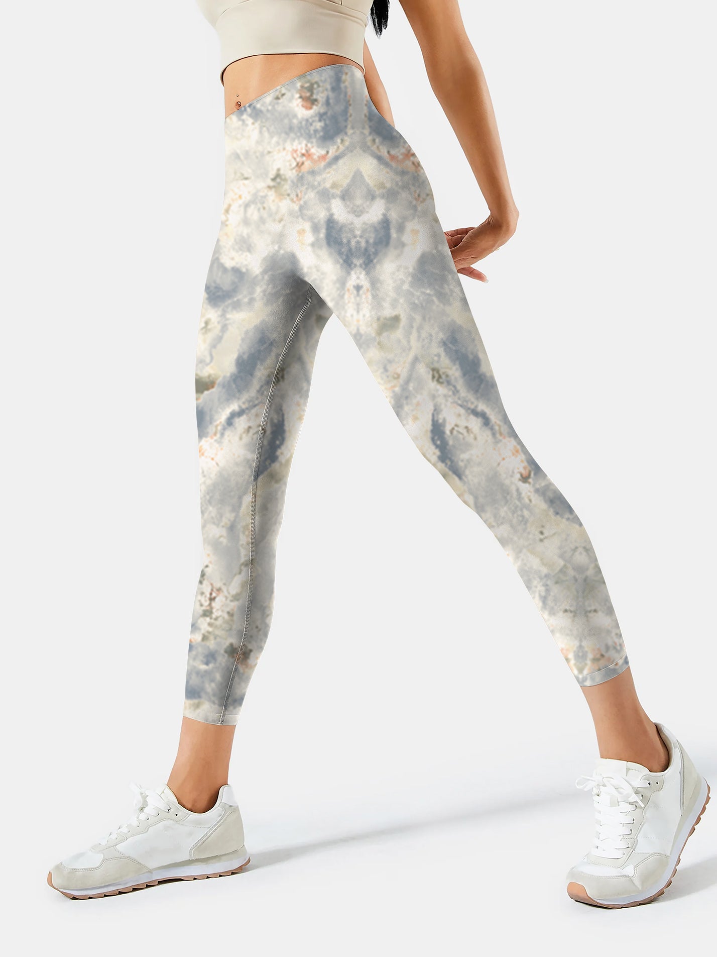 M114 Marble Textured Yoga leggings white