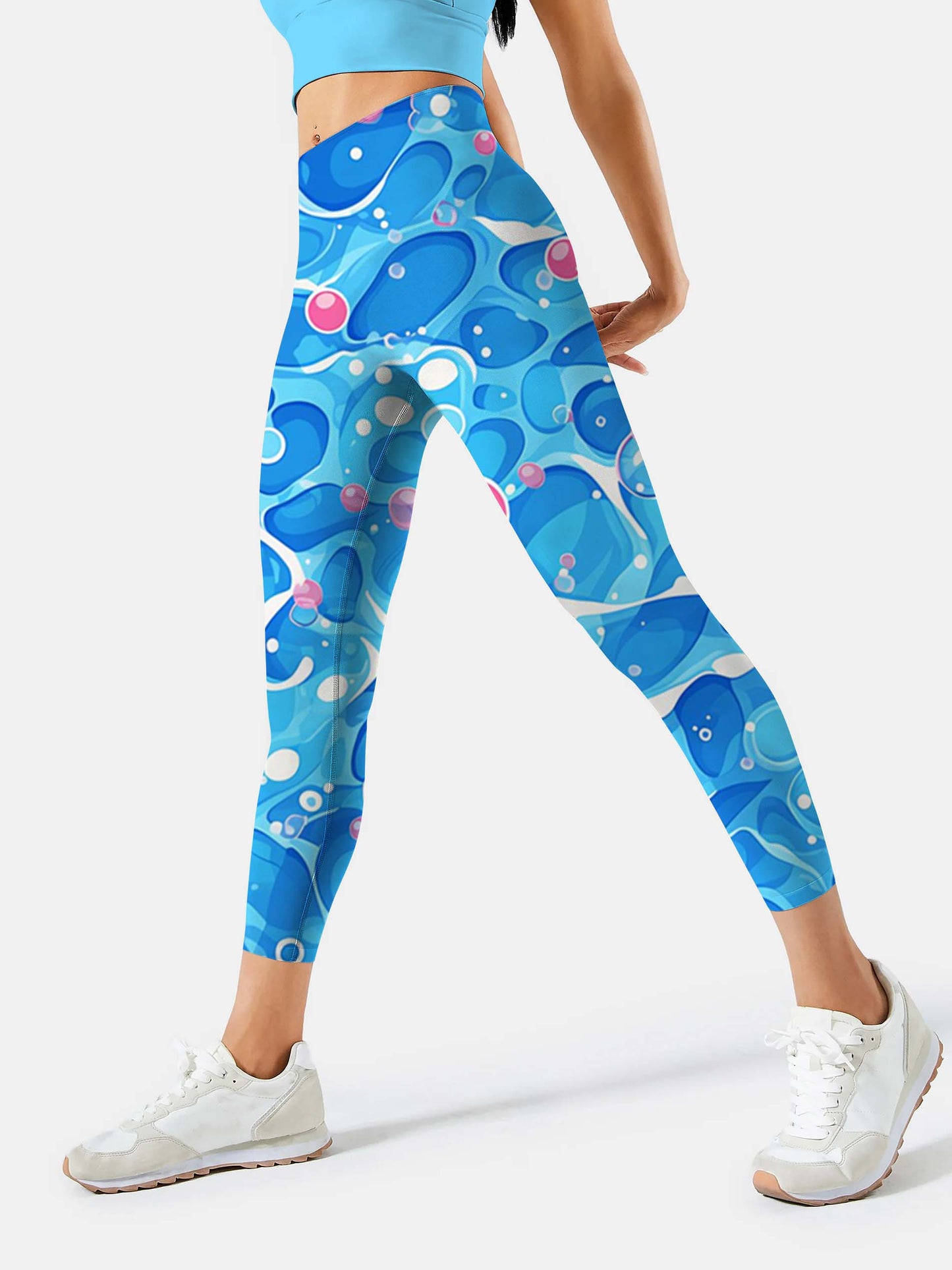 B253 blue blister yoga leggings