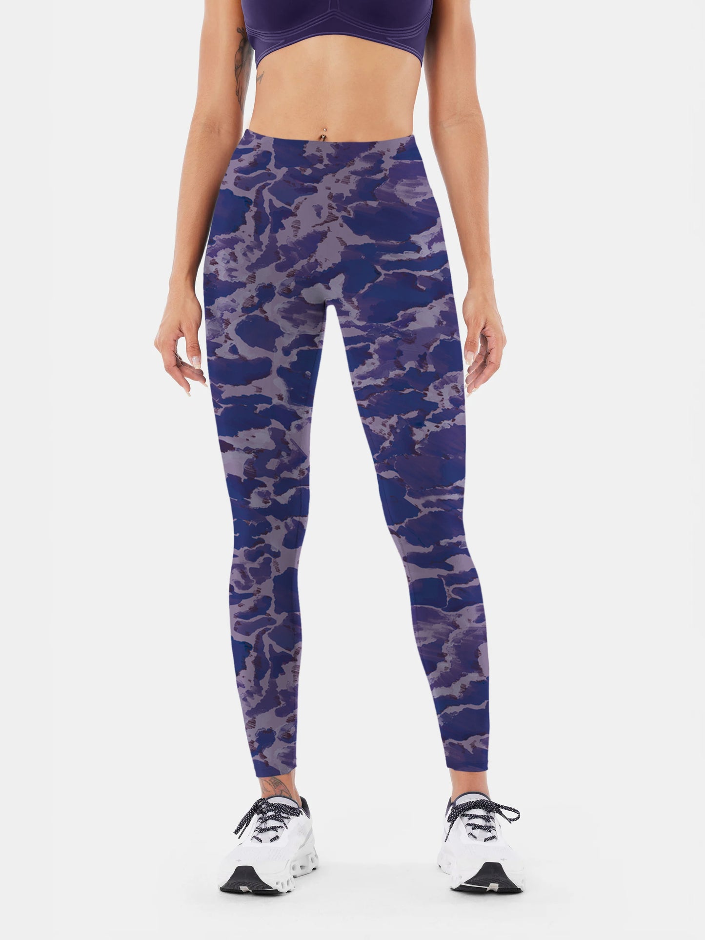 W133 wave pattern yoga leggings violet