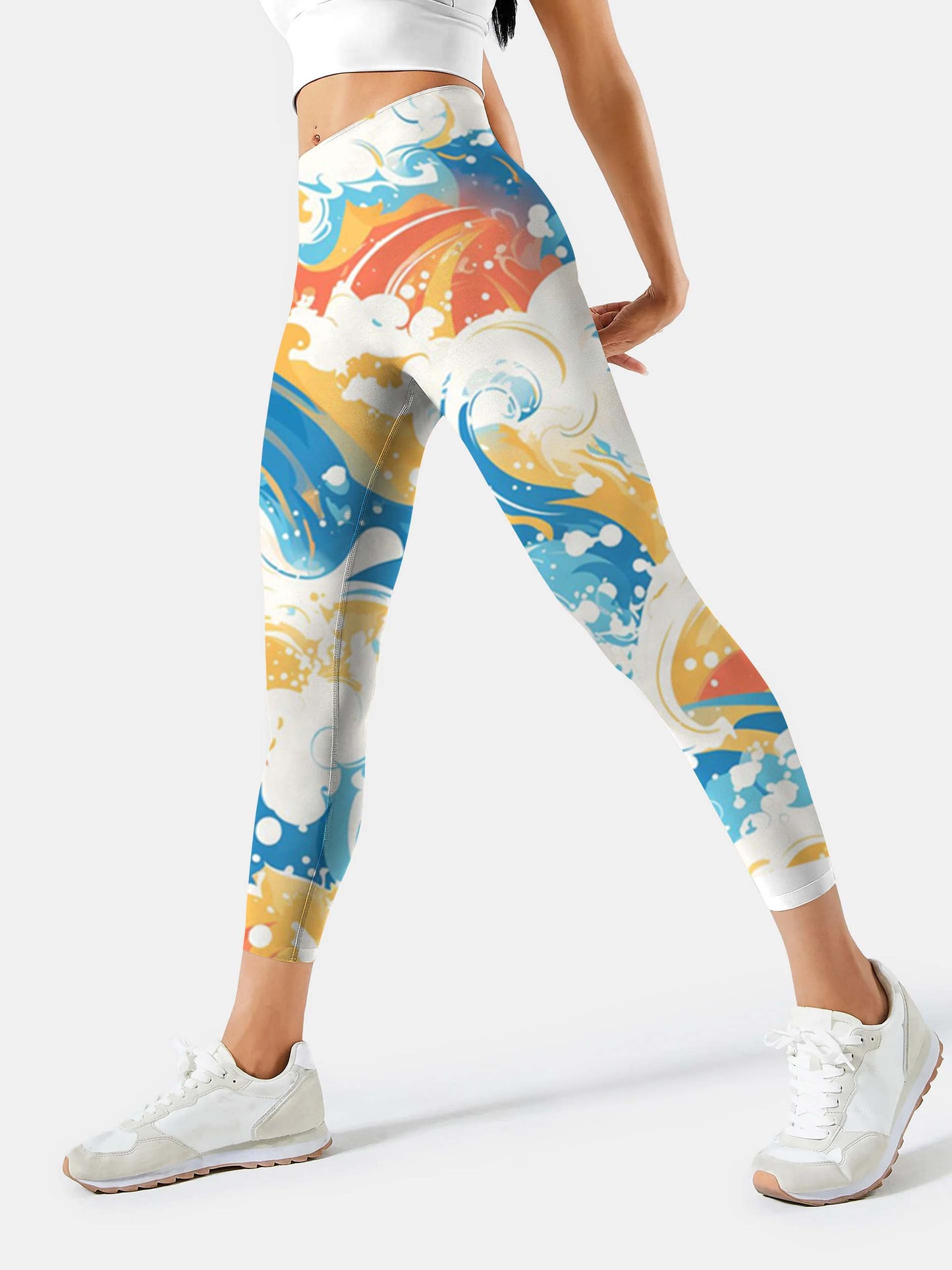 S254 Colorful Waves yoga leggings