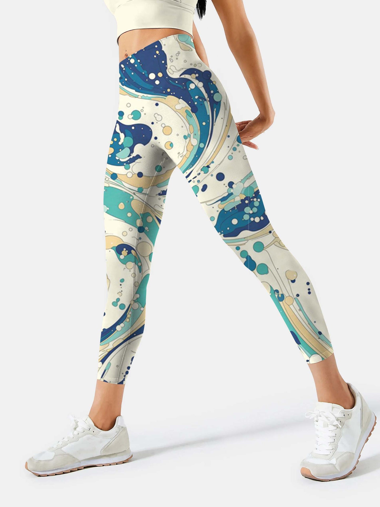 S255 Colorful Waves yoga leggings green