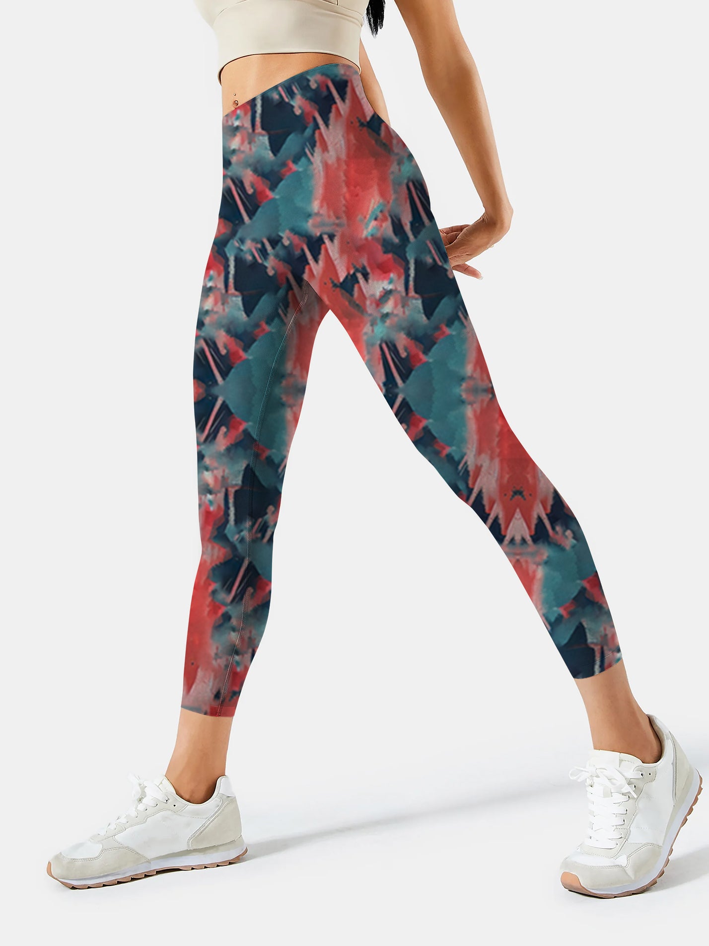 I117 Ink-dyed Yoga leggings reddish blue