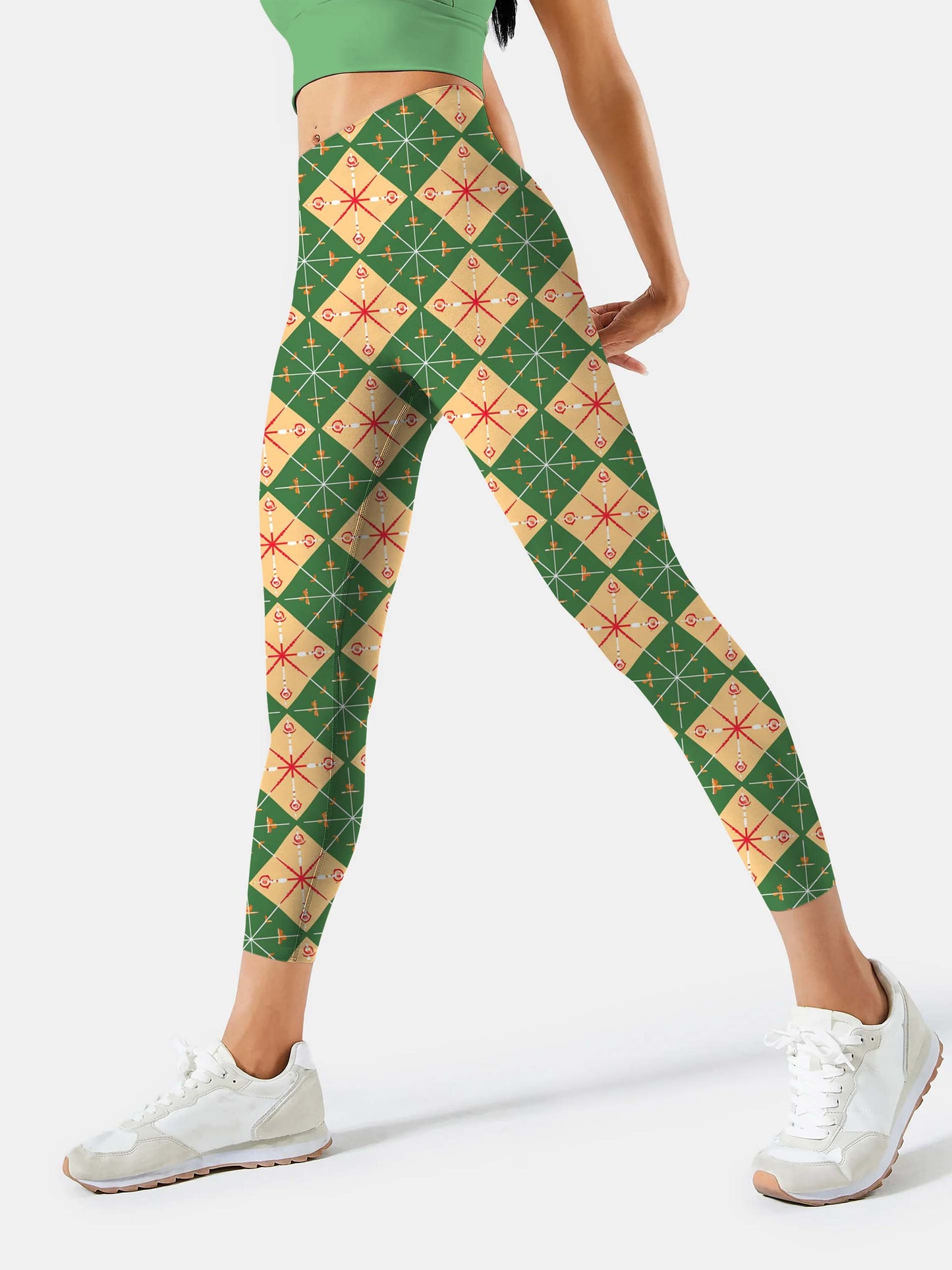 P232 Green plaid yoga leggings