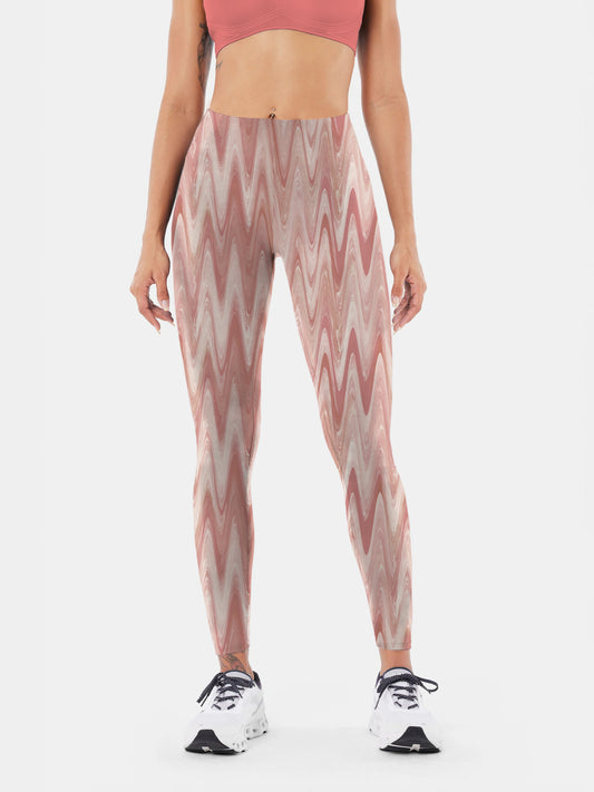 W137 Wave printed yoga leggings