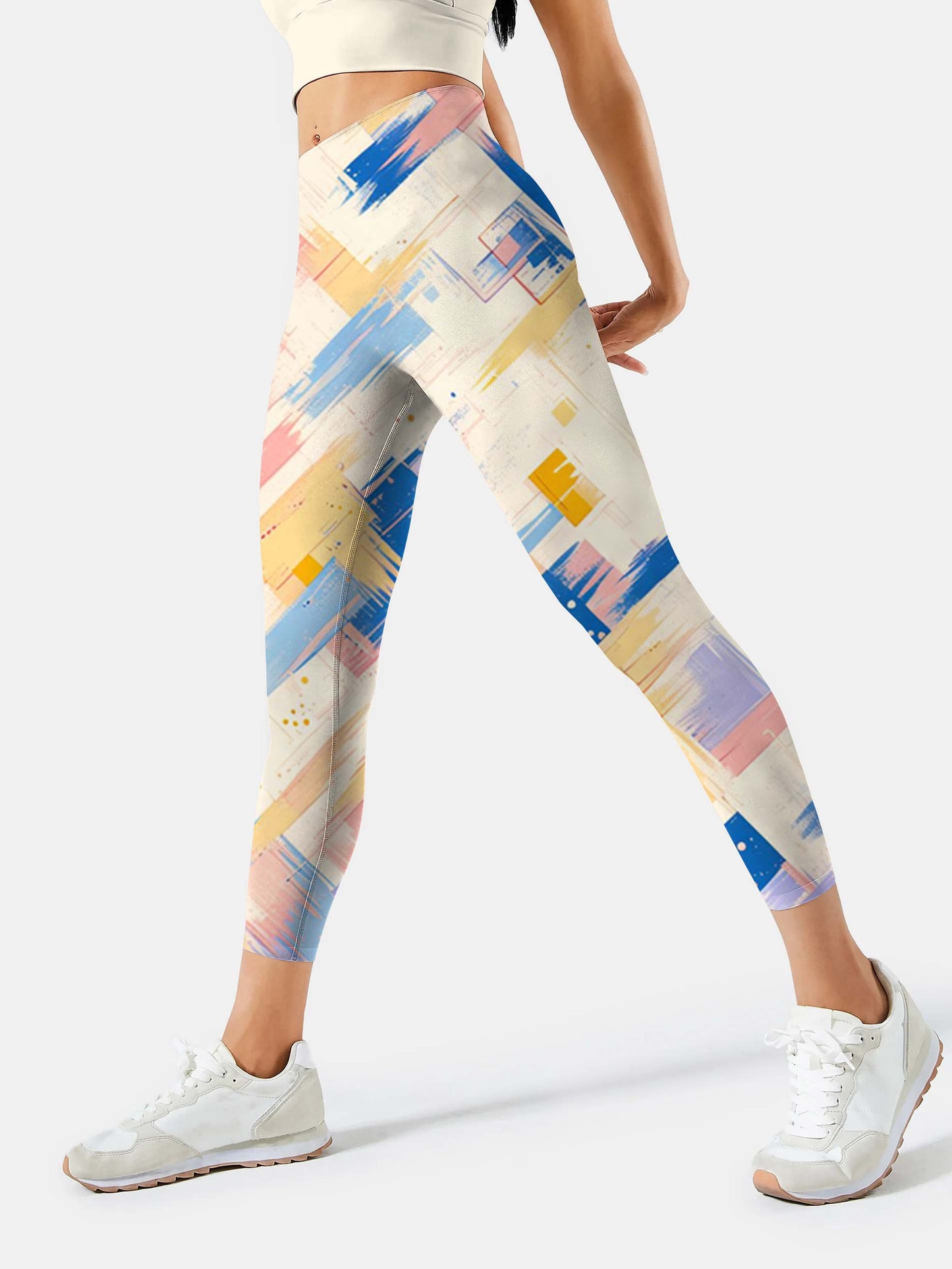 B258 Colorblock Yoga leggings white