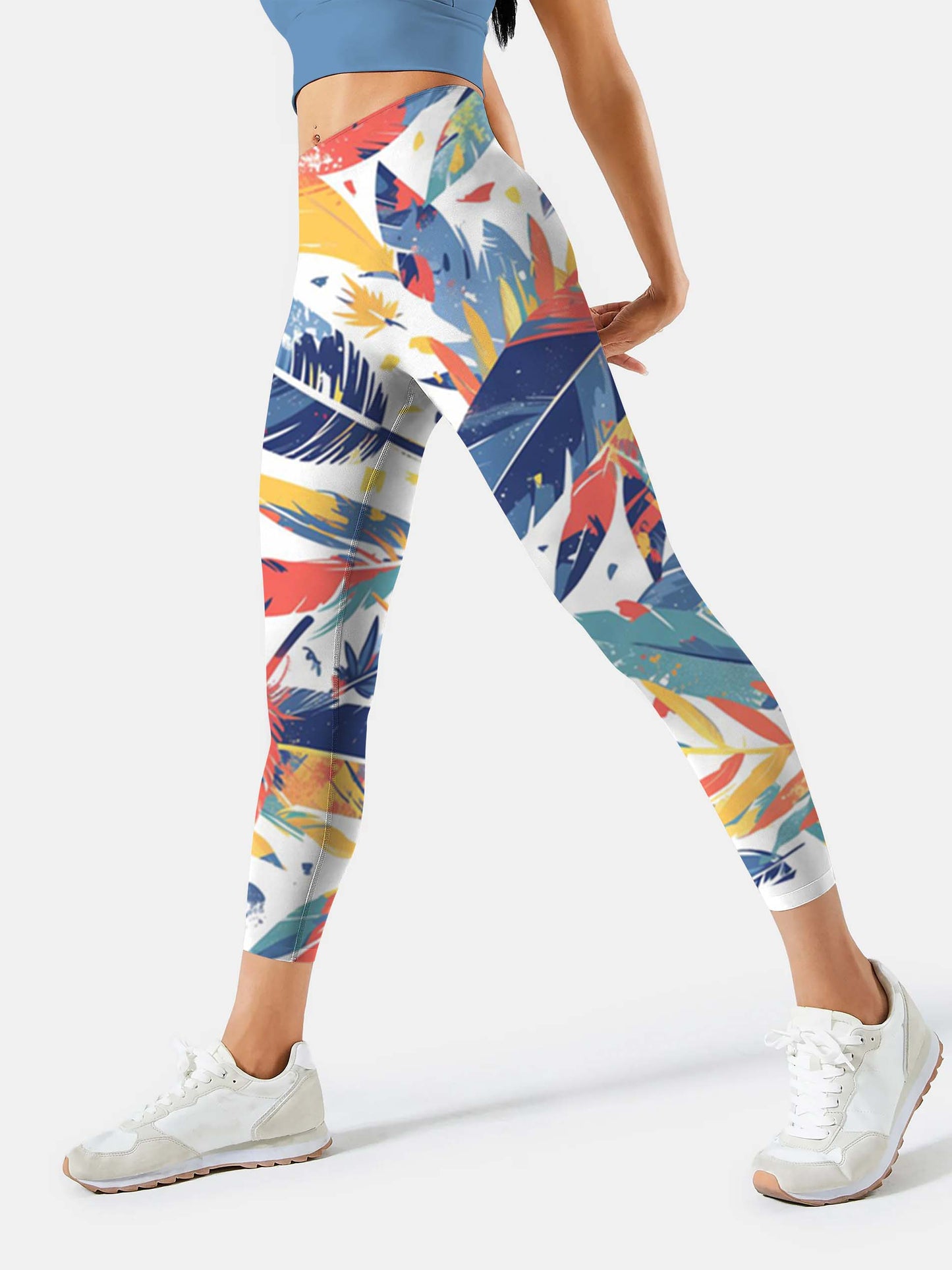 F259  feather yoga leggings