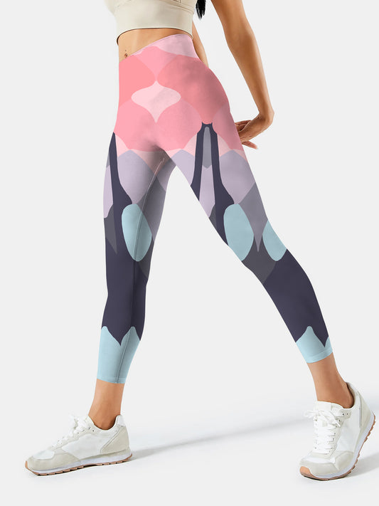 I121 Irregular Printed yoga leggings