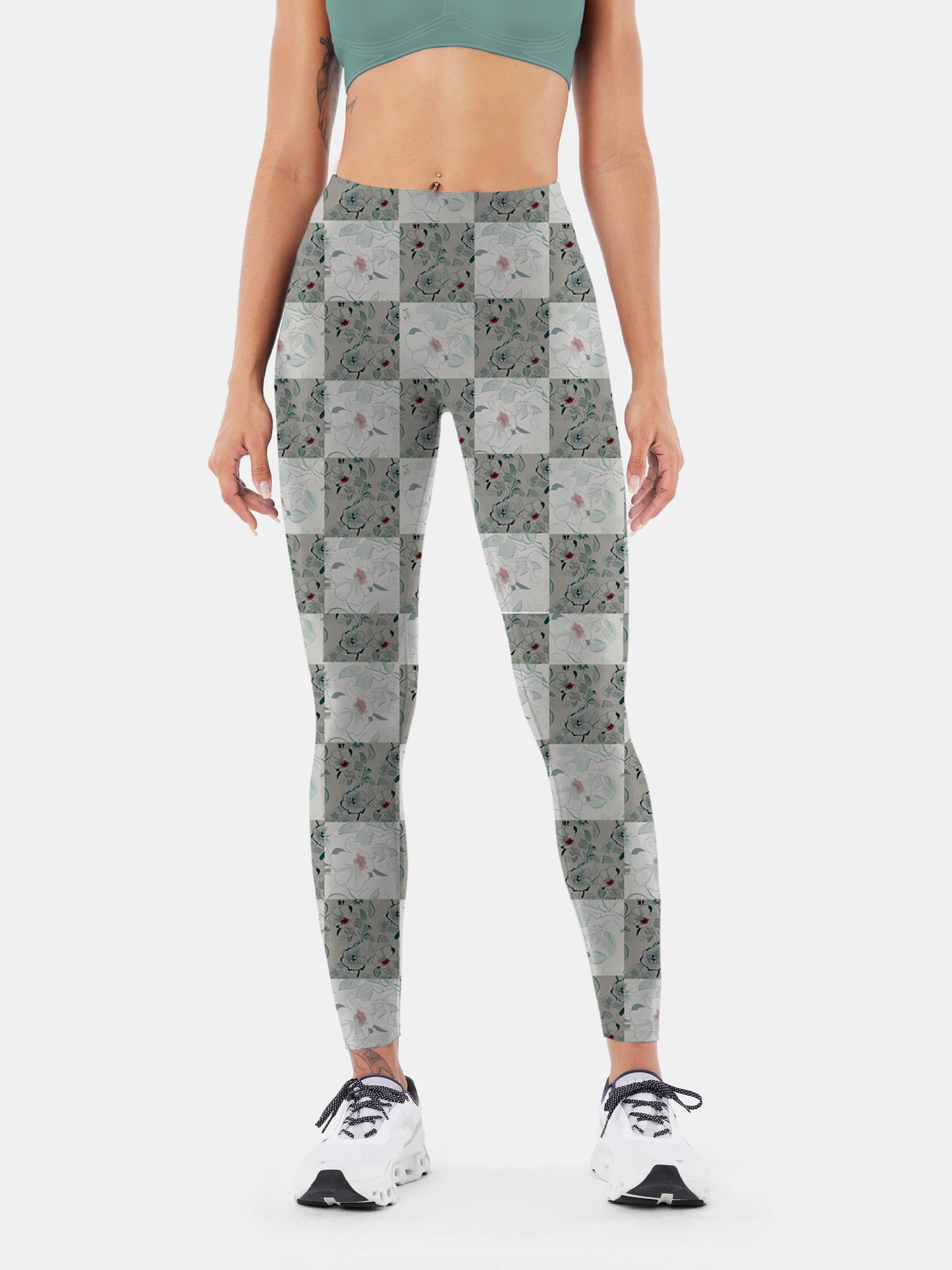 F140 block printed yoga leggings