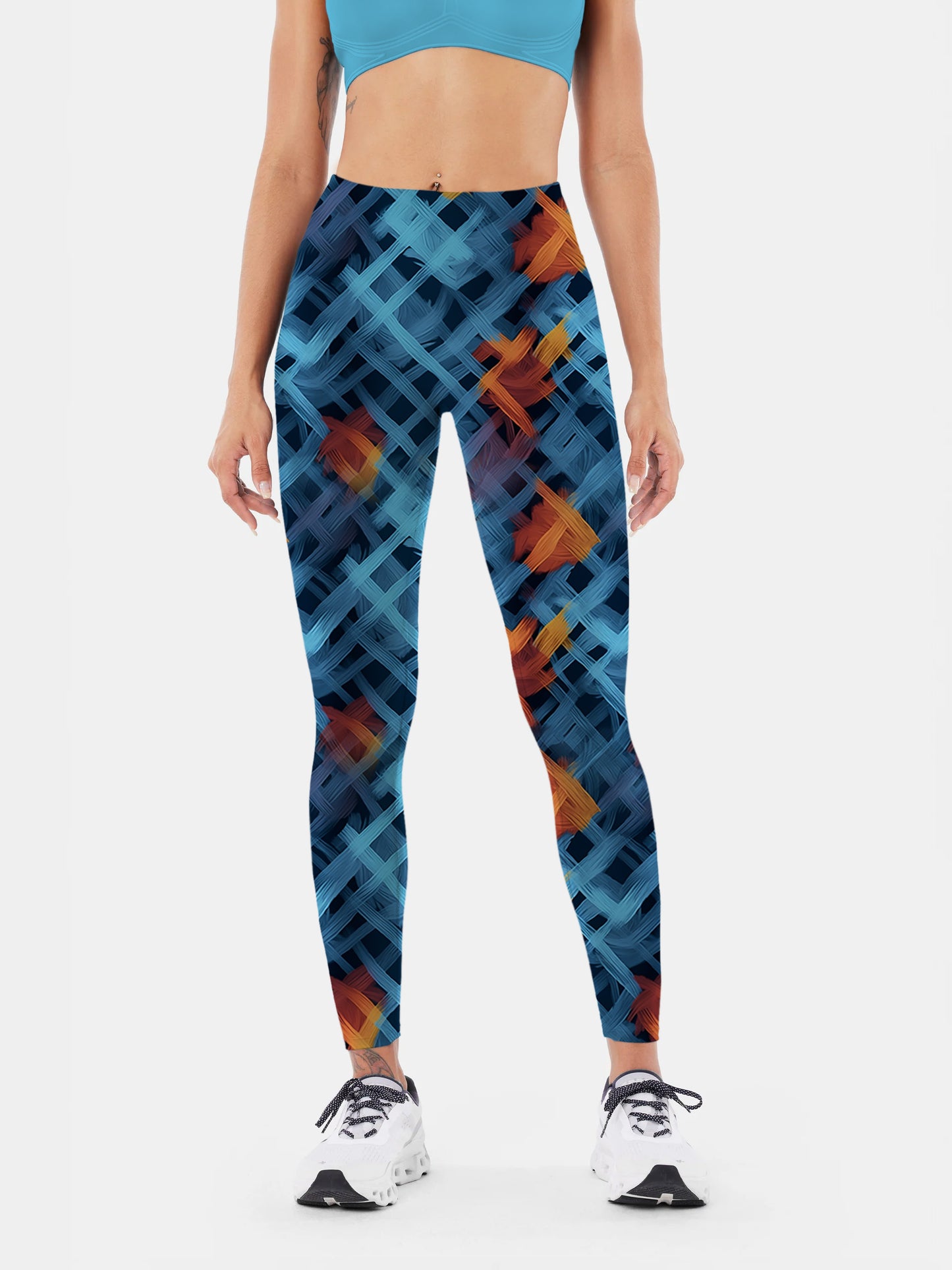 C142 knitted cubic printed yoga leggings