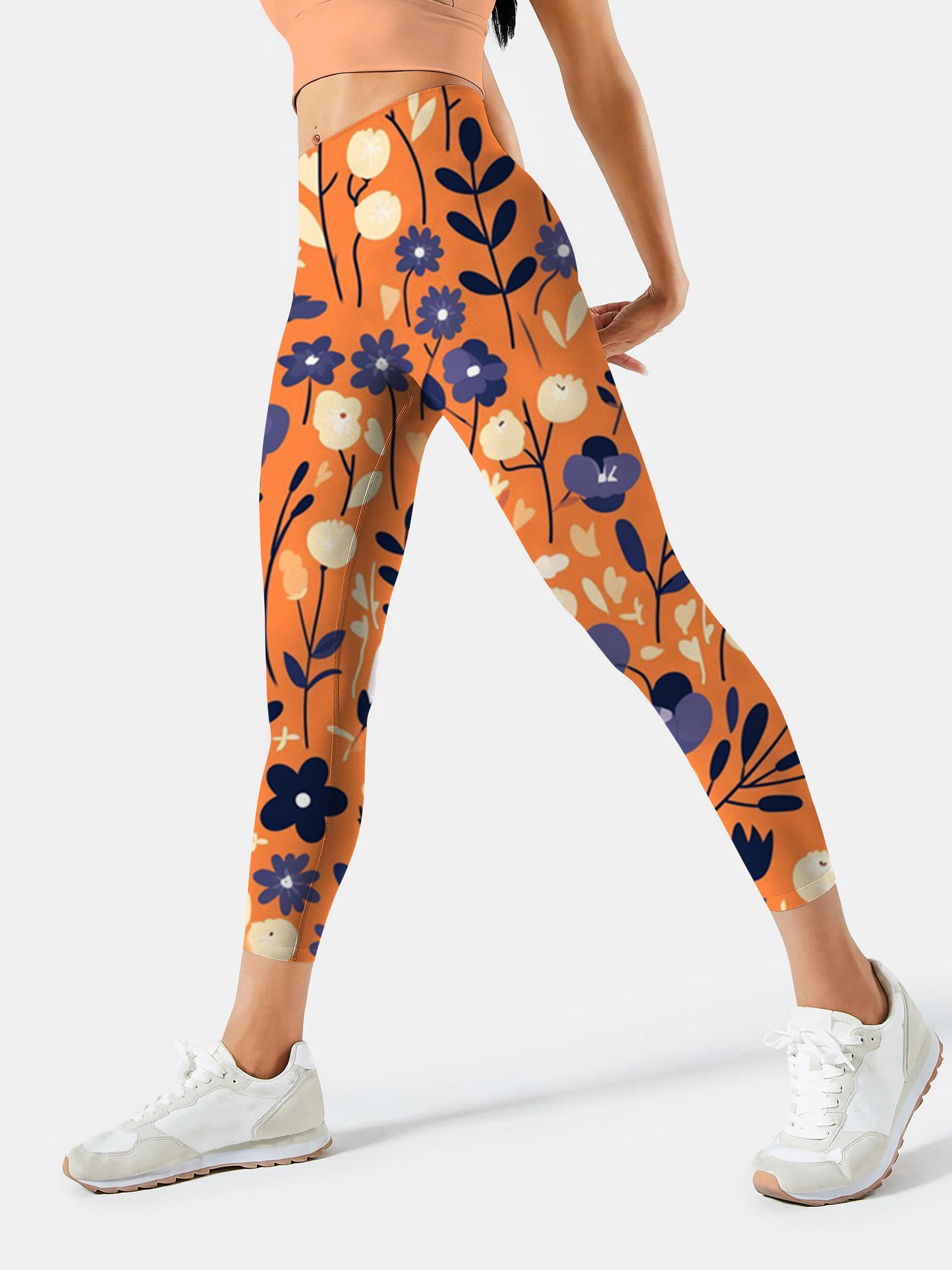 F263 Flower yoga leggings Orange