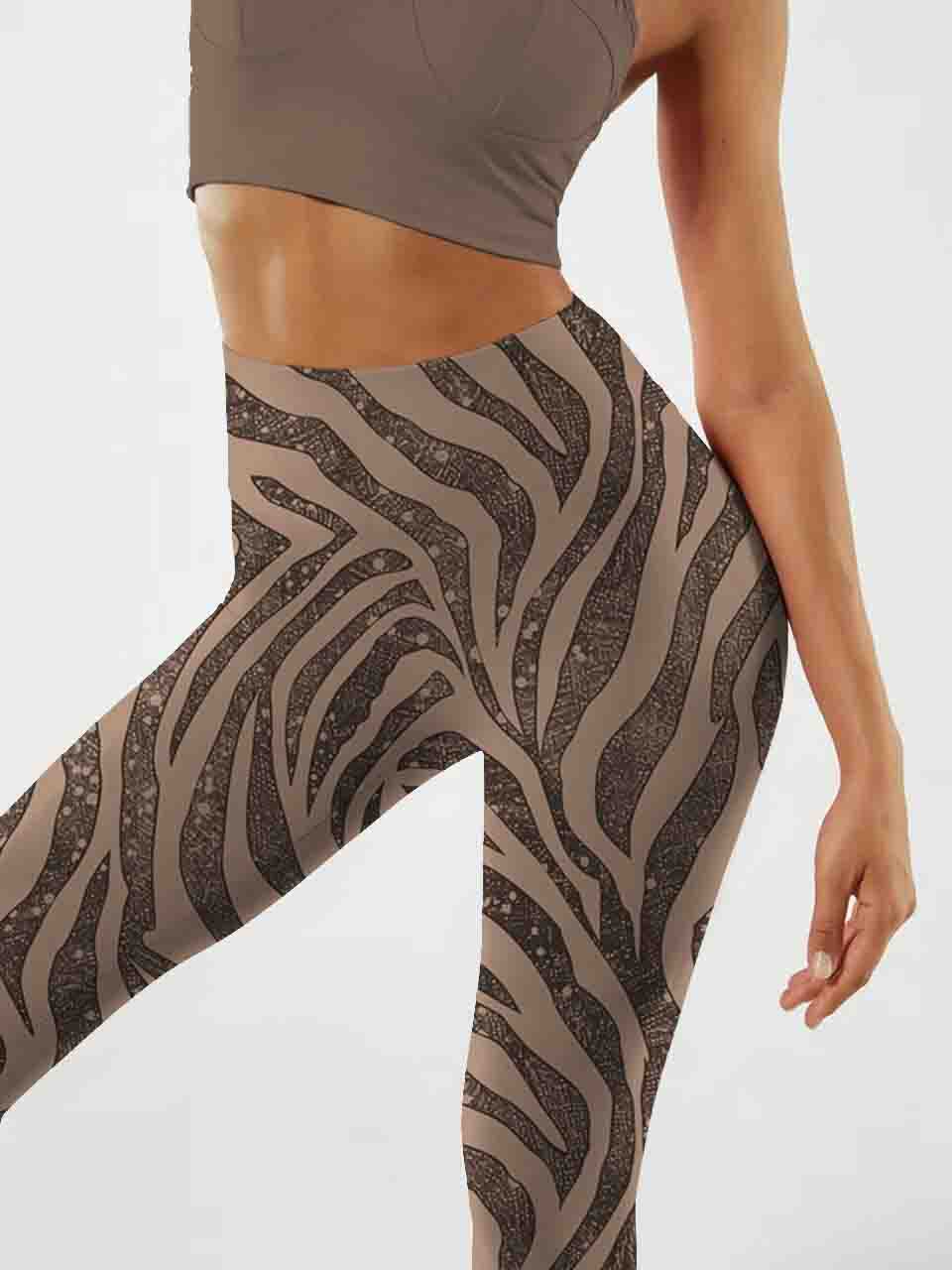 A150 Zebra stripes Yoga leggings brown