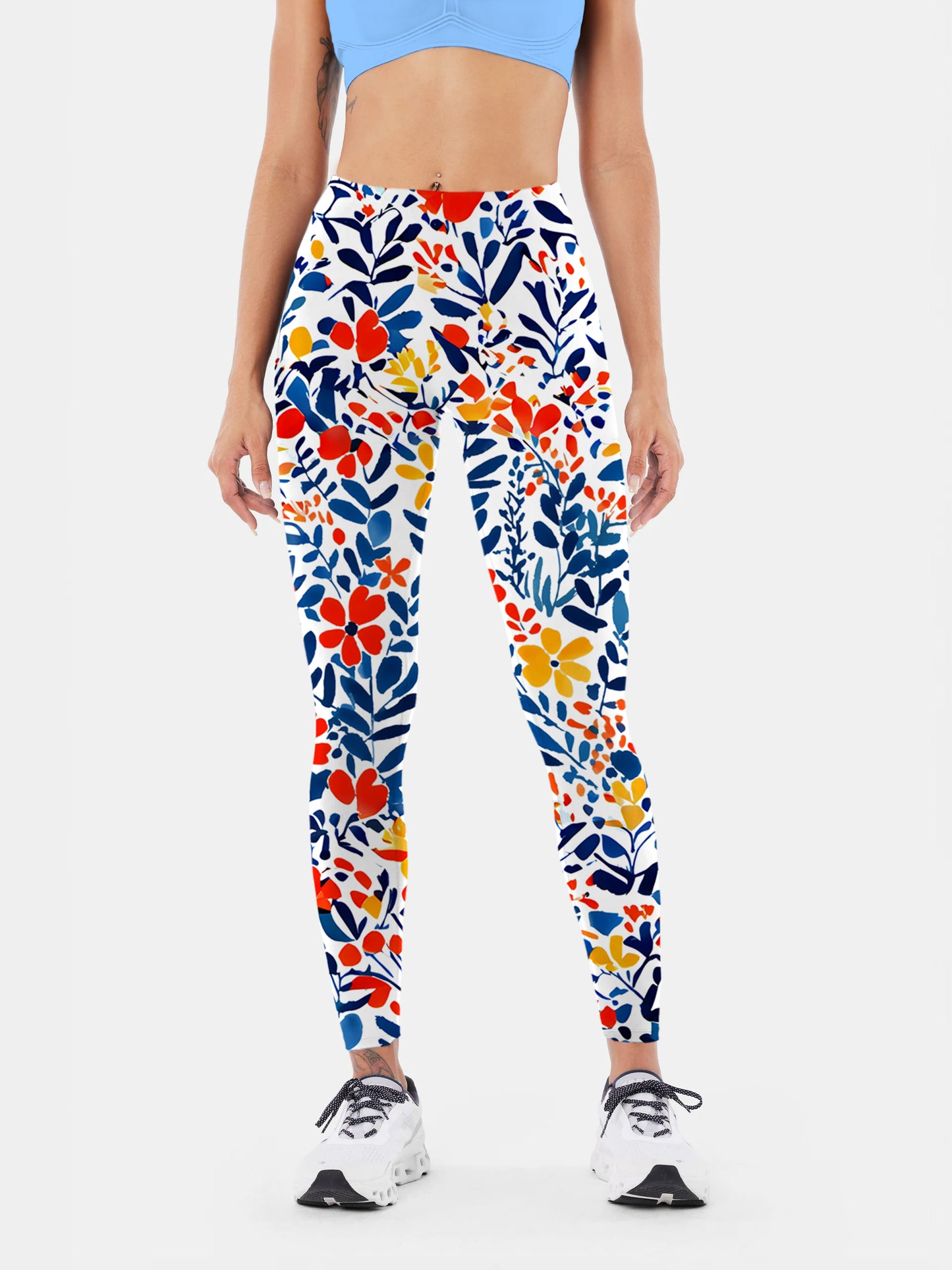 F187 crushed flower print yoga leggings