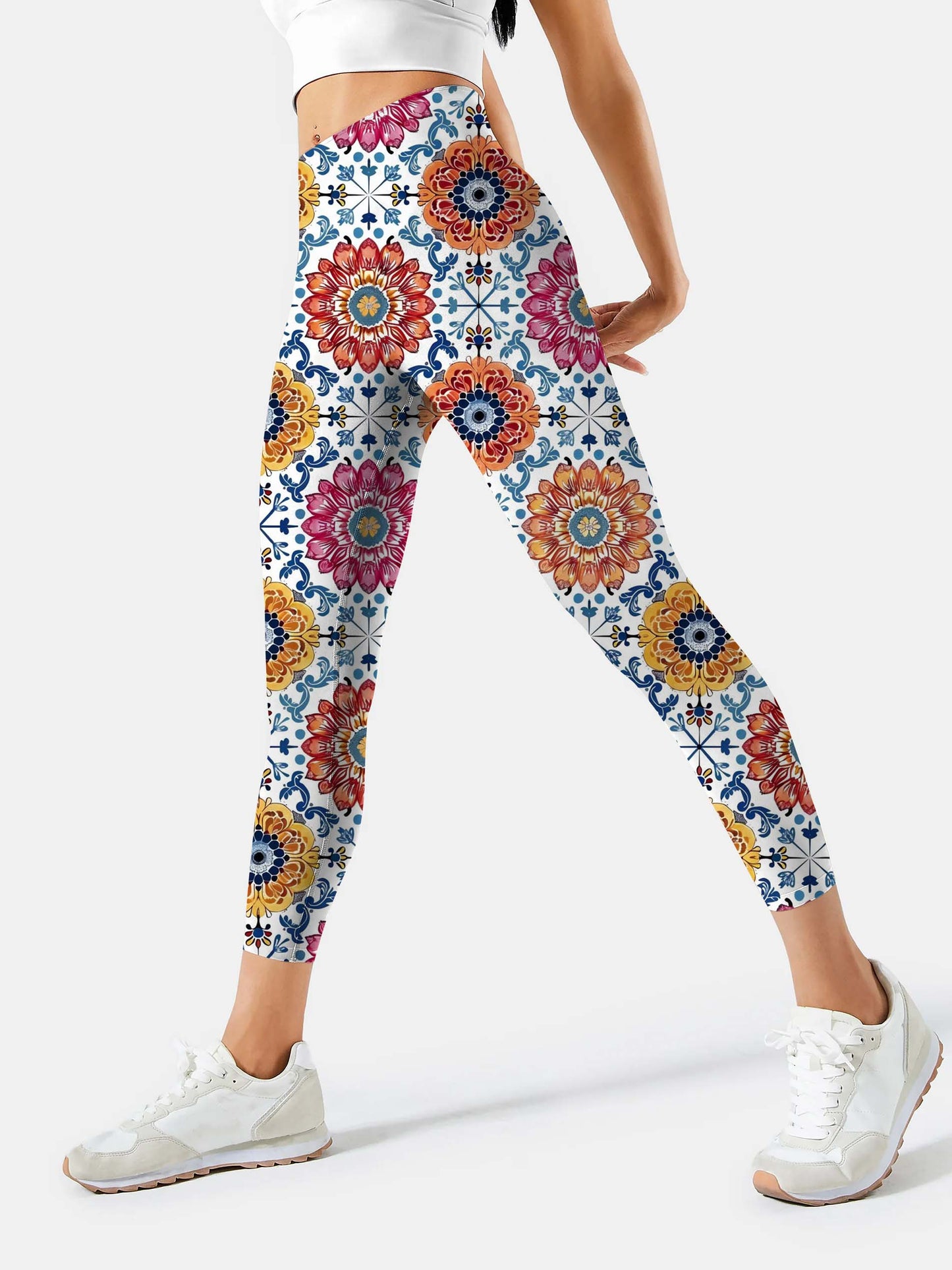 F219 Ethnic style lattice yoga leggings