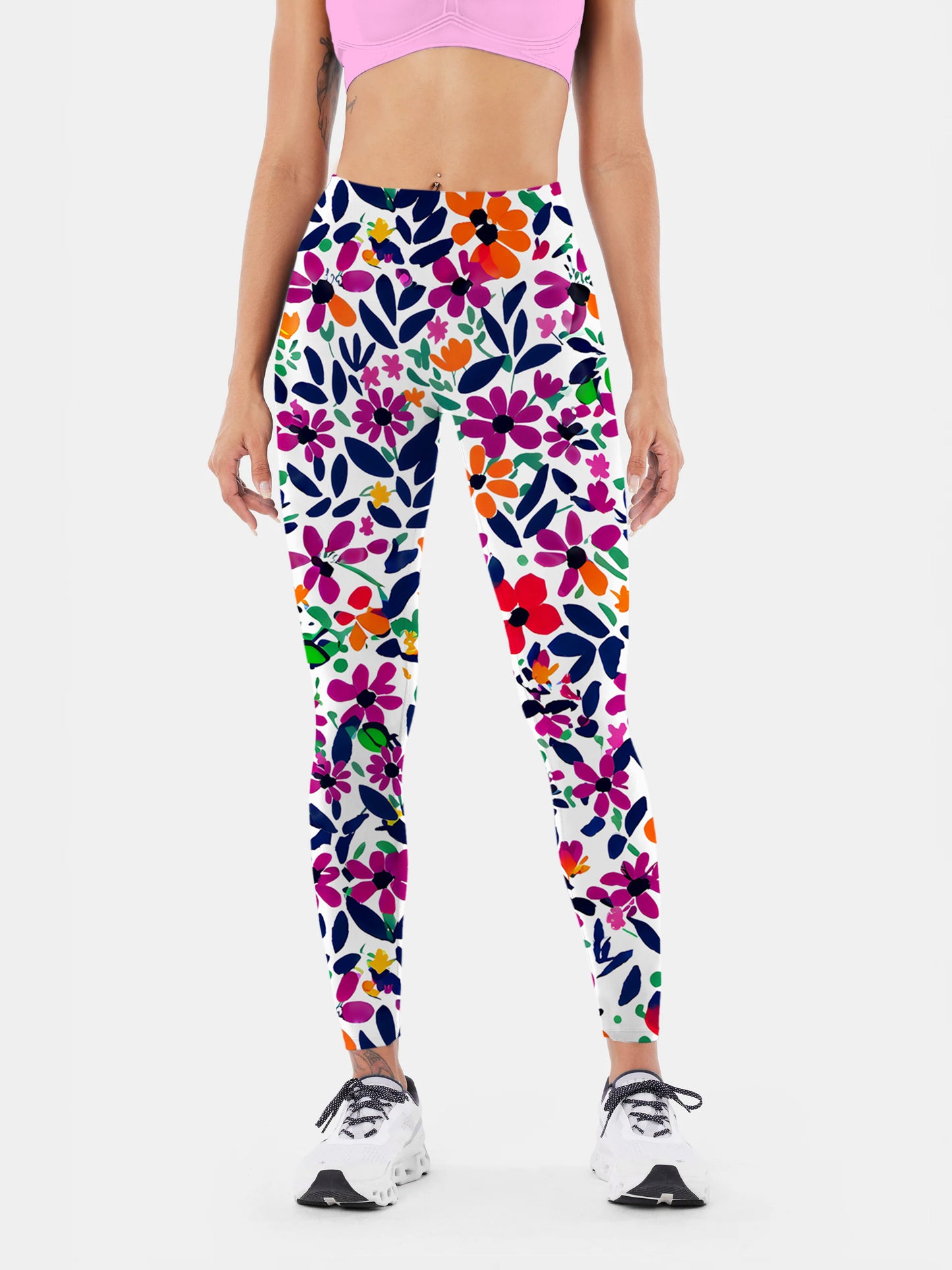 F188 crushed flower print yoga leggings