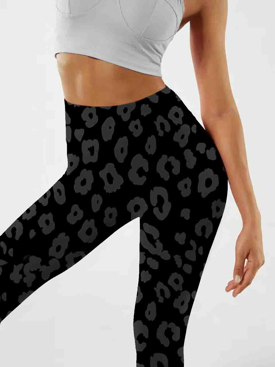 A152 Leopard Print Yoga leggings black