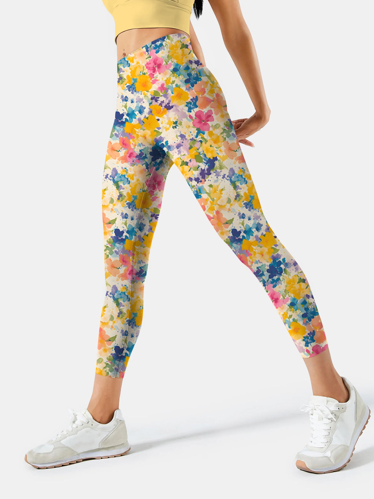 F208 crushed flower print yoga leggings