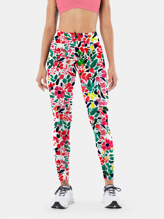 F189 crushed flower print yoga leggings