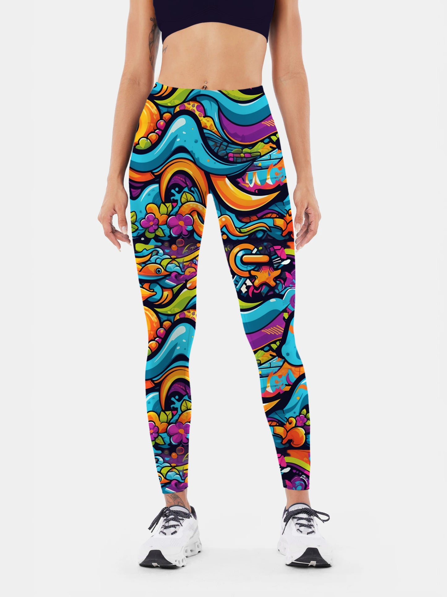 A190 Abstract Pattern Color yoga leggings