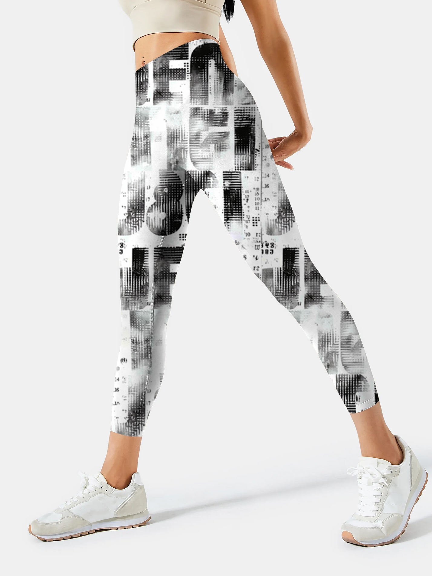 N107 Ink-dyed yoga leggings white